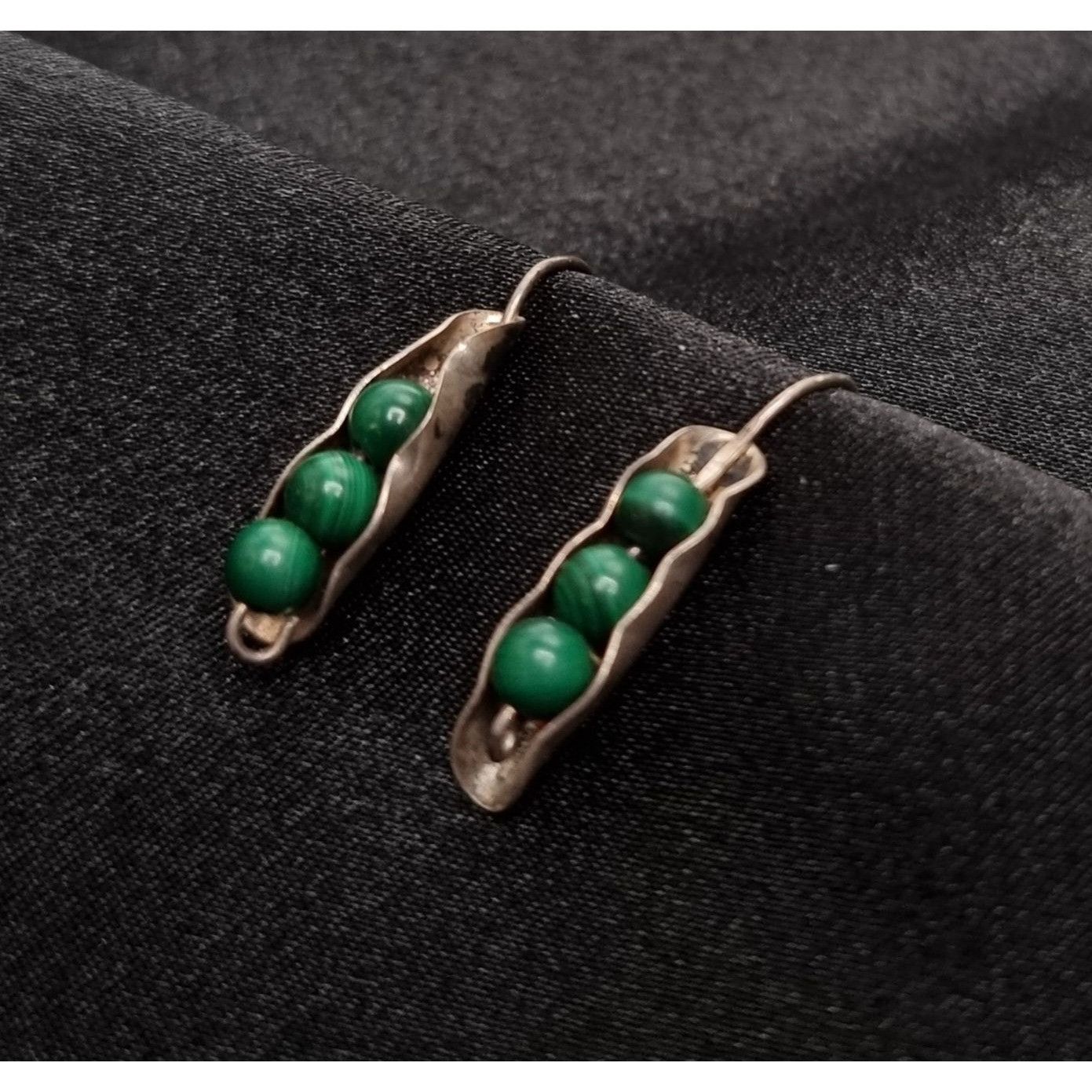 Vintage Vintage Early 2000's Malachite 925 Sterling Silver Earrings Size ONE SIZE - 3 Thumbnail