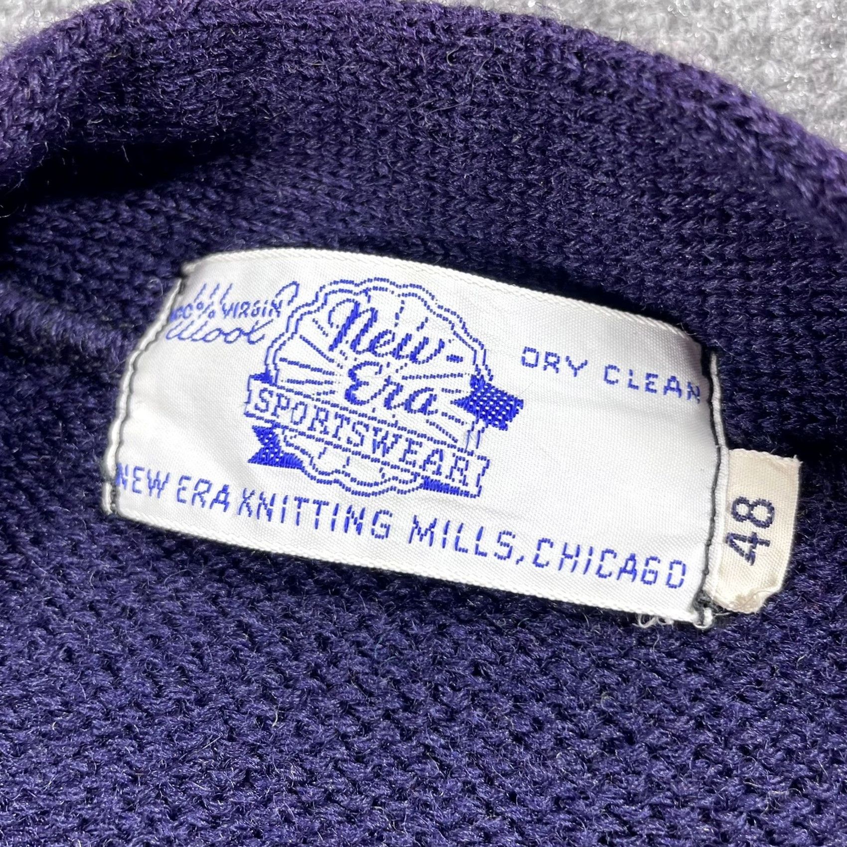 New Era VINTAGE Notre Dame Football Lettermans Club Wool Letterman Sweater XL Blue 1950s Mens Size US XL / EU 56 / 4 - 6 Thumbnail