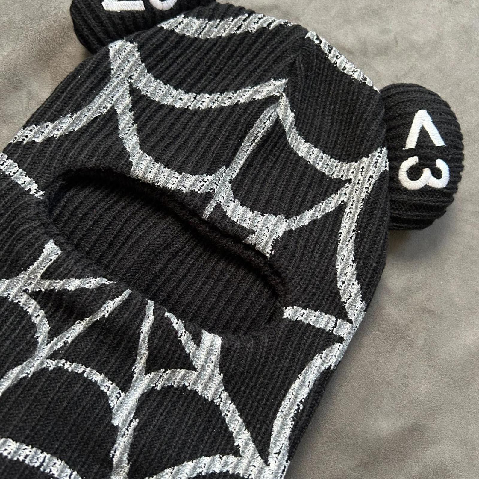 Japanese Brand Rare Box Boys Retro Hearts Balaclava Ski Mask Spider Web Blk Size ONE SIZE - 2 Thumbnail