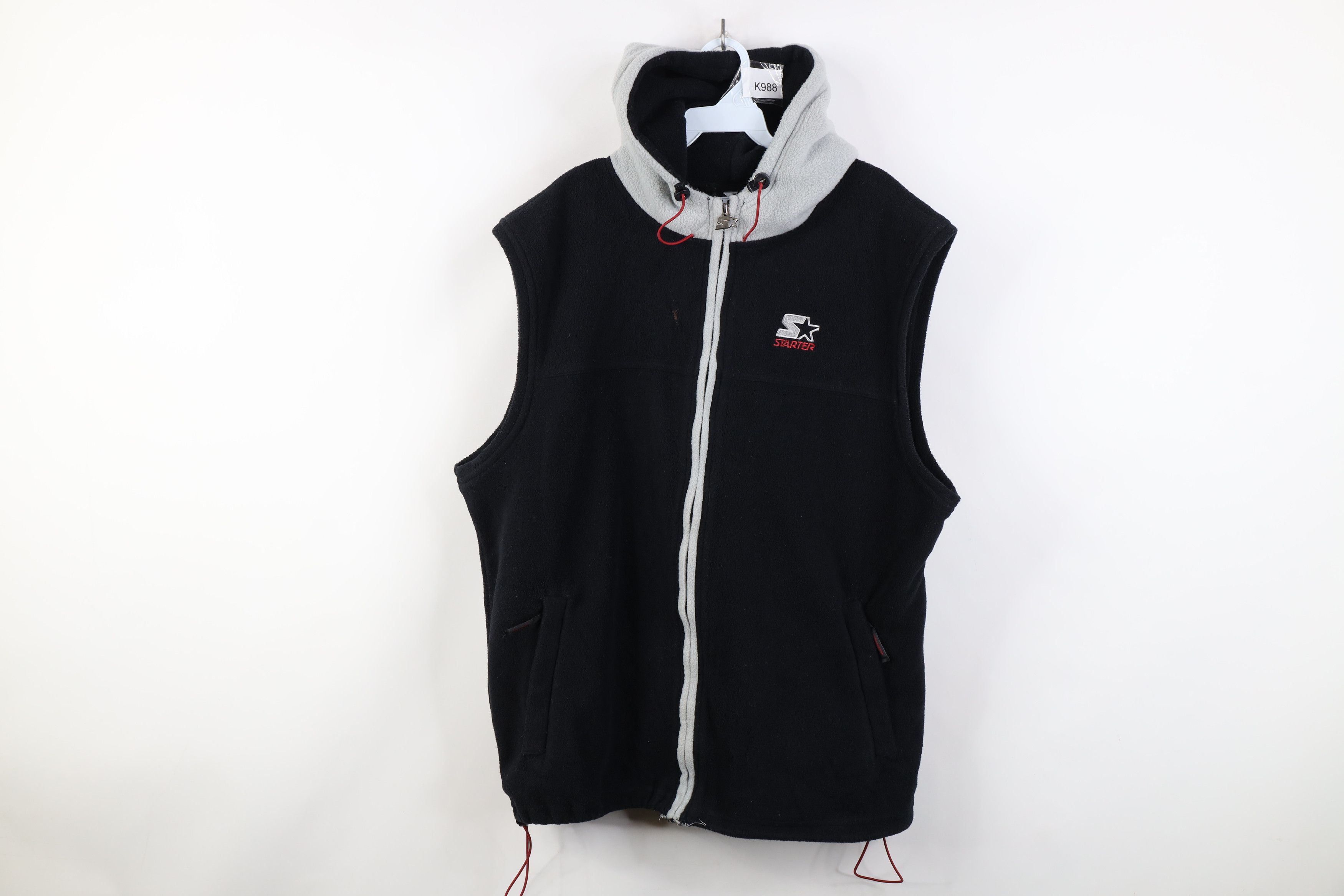 Starter Vintage 90s Starter Sleeveless Fleece Full Zip Hoodie Black Size US L / EU 52-54 / 3 - 1 Thumbnail