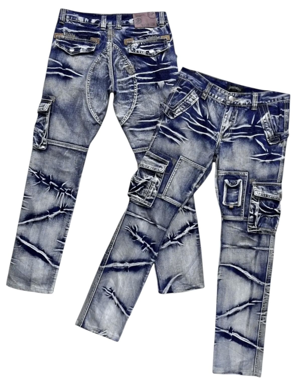 FYE💥JEANSIAN Barbed Wire Clawmark Vogue Punk Cargo Denim💥