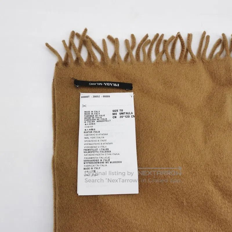 Prada Prada Cashmere Logo Fringe Scarf. Size ONE SIZE - 4 Thumbnail