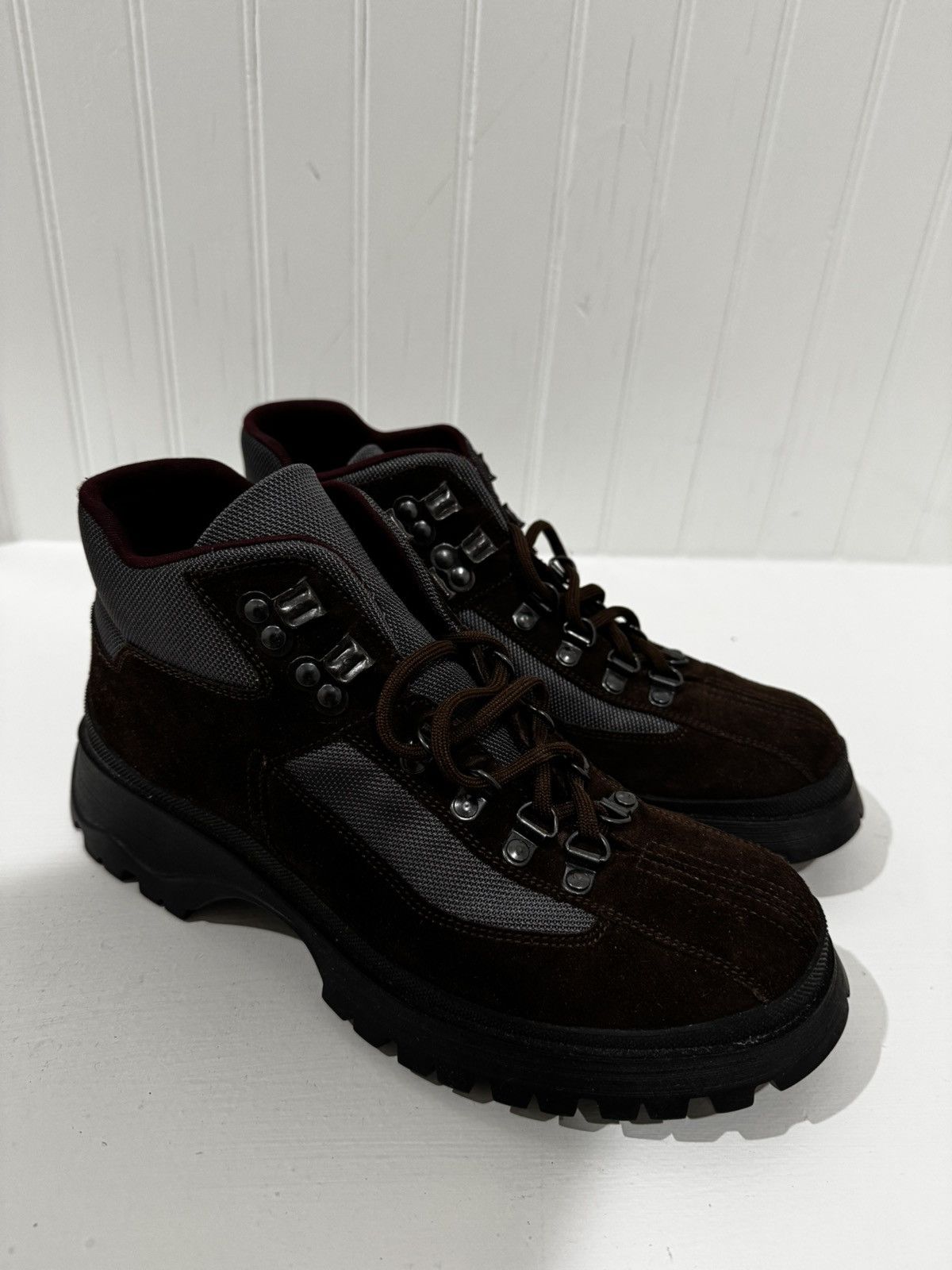 Prada Prada Sport Brown/Grey Suede and Nylon High Top Sneakers Size US 6.5 / IT 36.5 - 1 Thumbnail