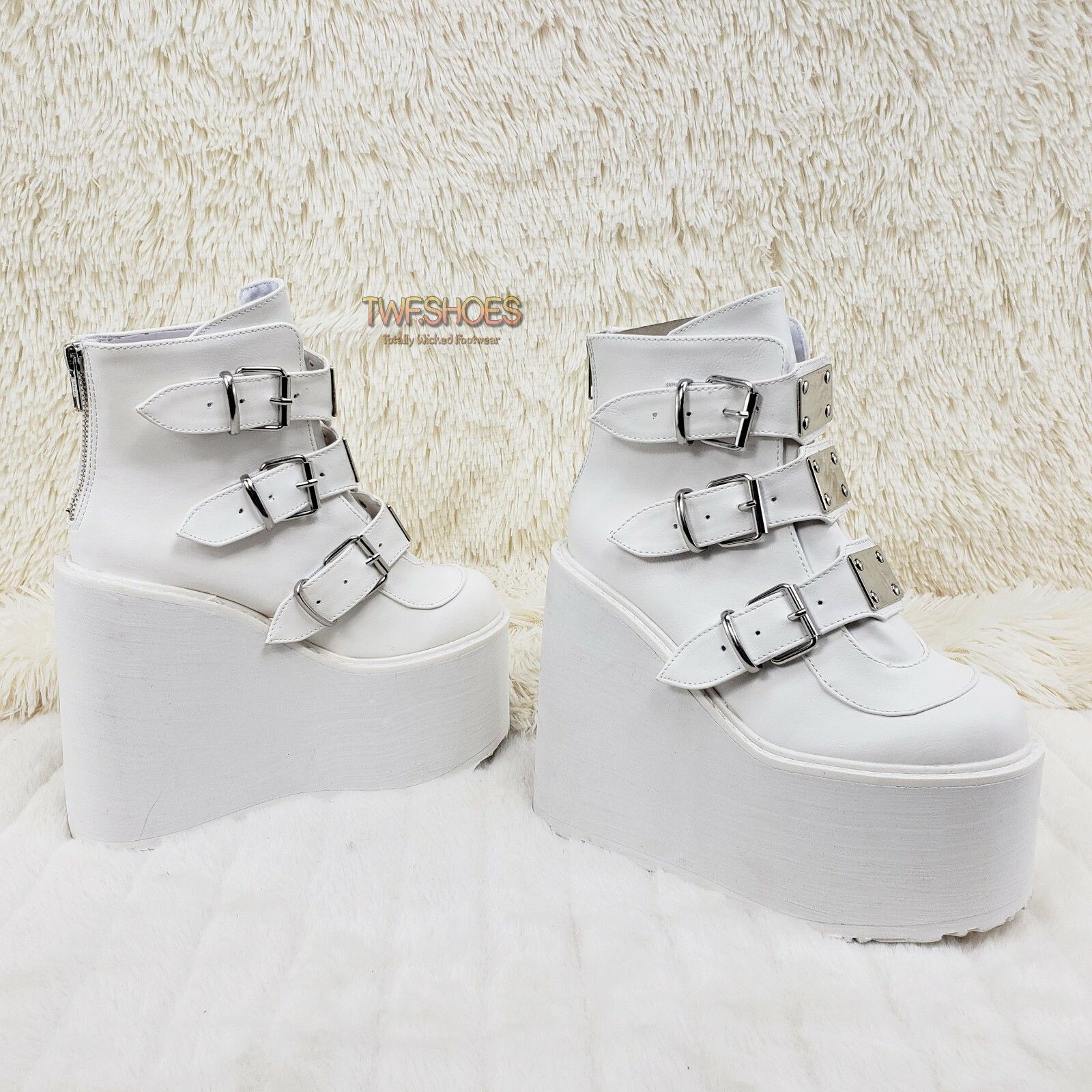 Demonia Cult DEMONIA Swing 105 White Matte Ankle Boot 5.5" Platform NY (U Size US 8 / IT 38 - 5 Thumbnail