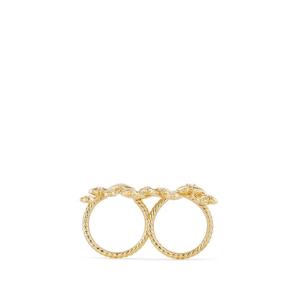 David Yurman o1w1db10325 Two Finger Ring in 18K Gold with Diamonds Size ONE SIZE - 4 Thumbnail