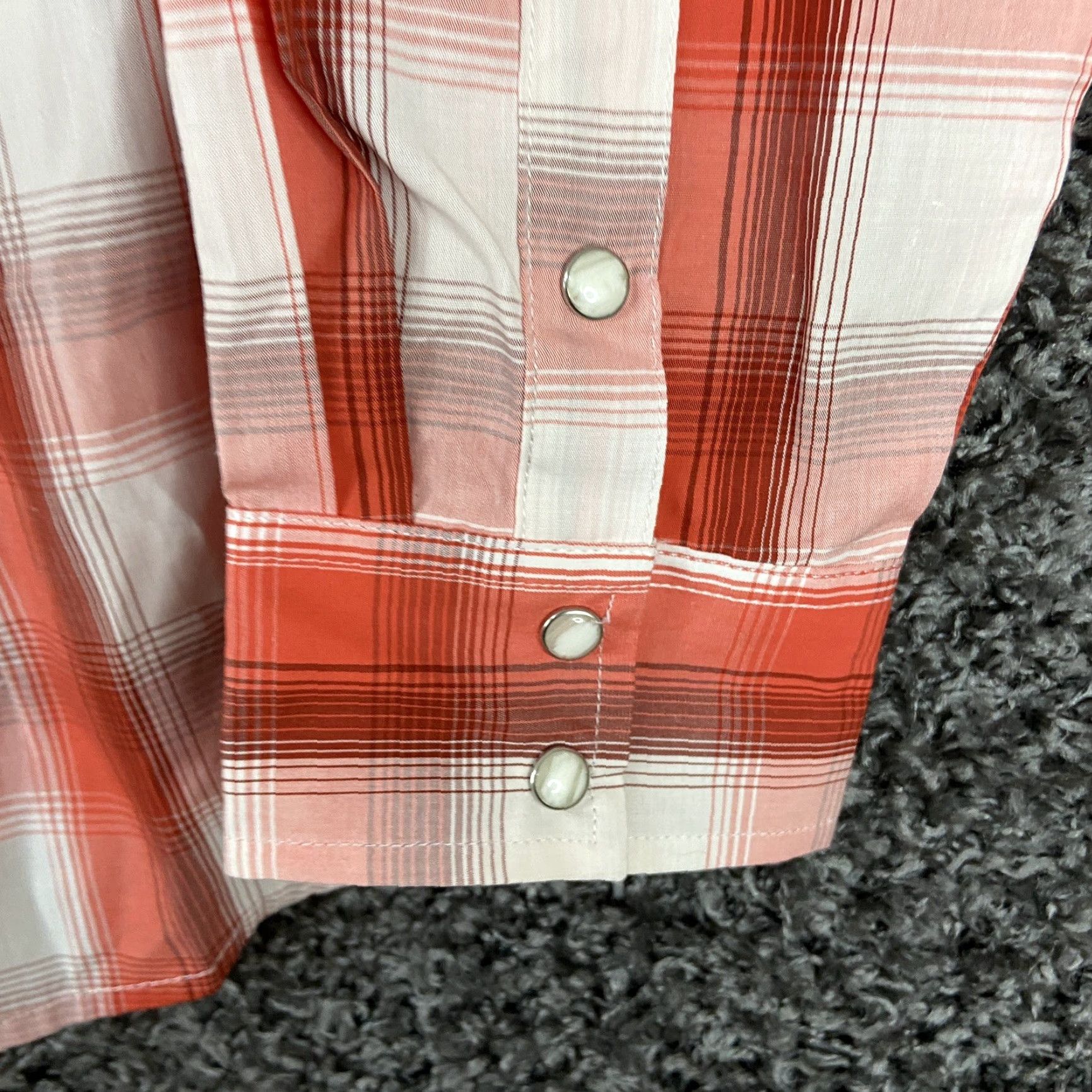 Wrangler Wrangler Men’s 2XL Western Shirt Long Sleeve Plaid Pearl Snap Button Red Orange Multicolor Size US XXL / EU 58 / 5 - 3 Thumbnail