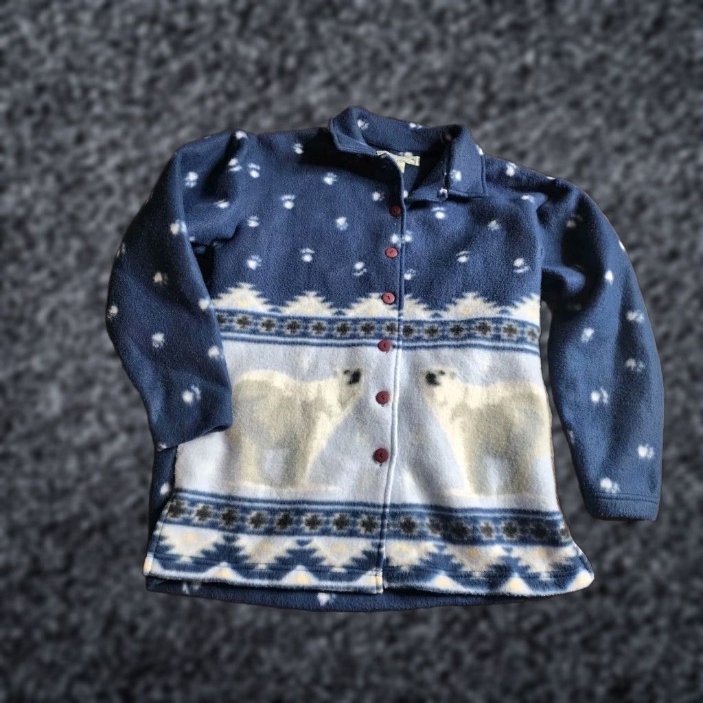 Vintage VINTAGE Emerald Isle Pullover Sweater Womens Small Blue Long Sleeve Fleece Graphic Print Winter Size S / US 4 / IT 40 - 1 Thumbnail