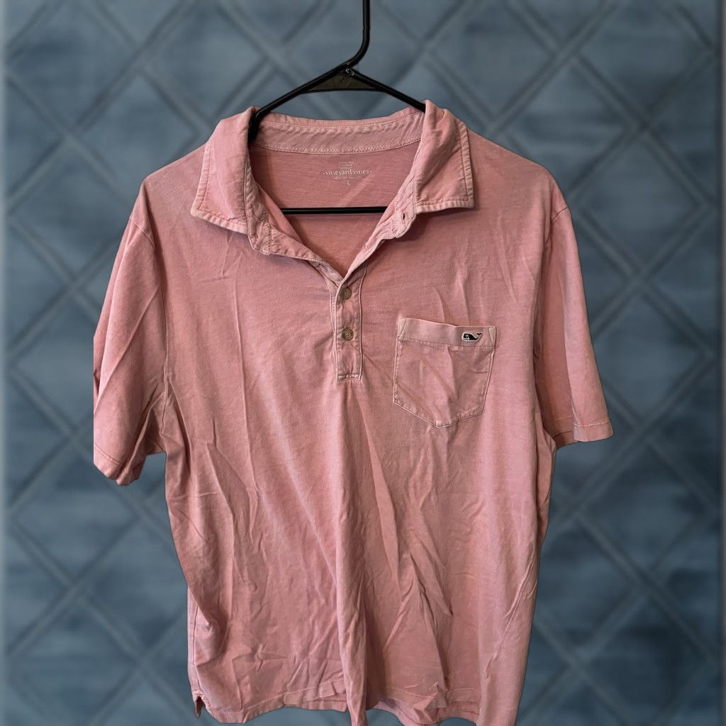 Vineyard Vines Vineyard Vines Polo Men Solid Short Sleeve Pink Shirt Size US L / EU 52-54 / 3 - 1 Thumbnail
