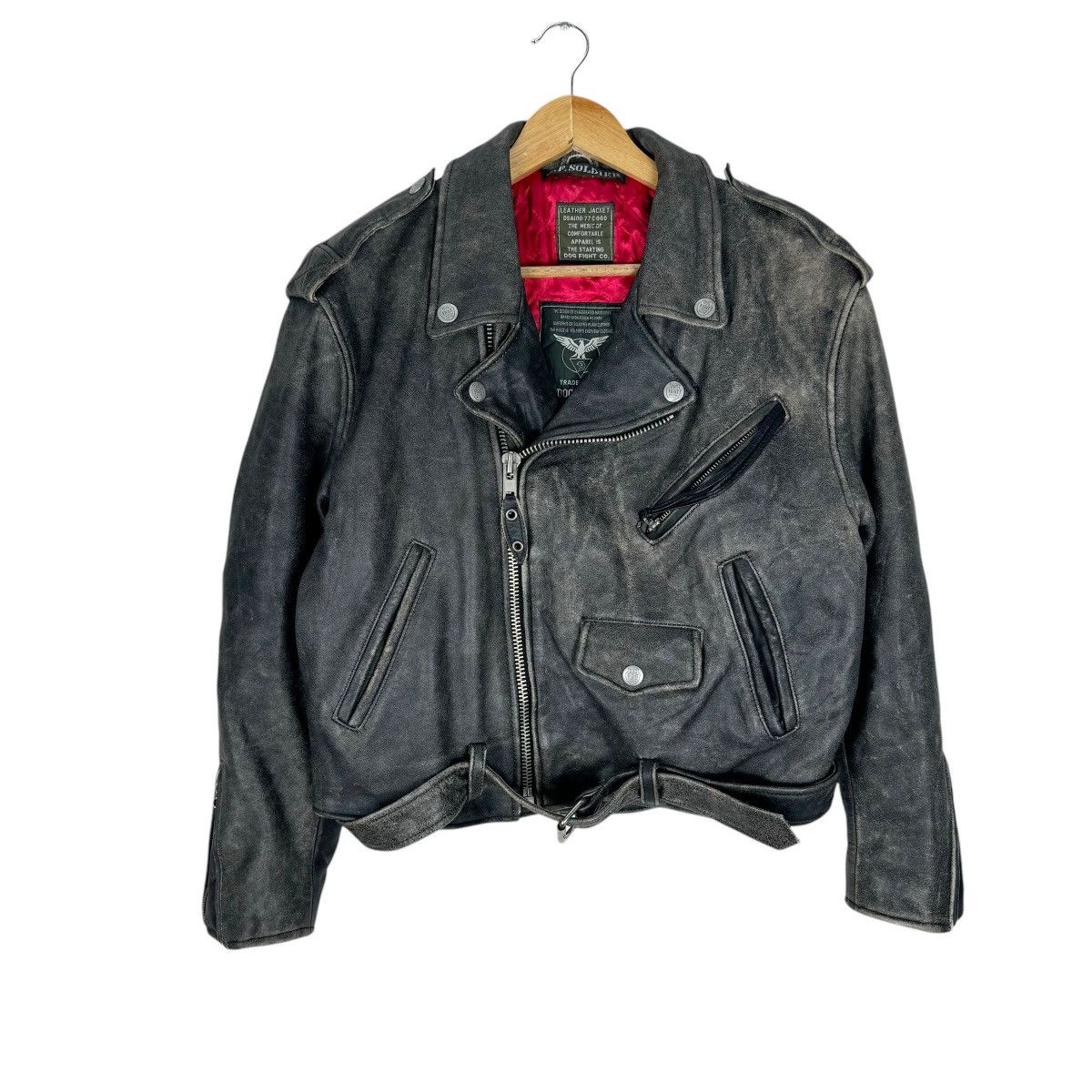 Vintage ☀️DOG FIGHT PERFECTO BIKERS COWHIDE LEATHER JACKET Size US L / EU 52-54 / 3 - 2 Thumbnail