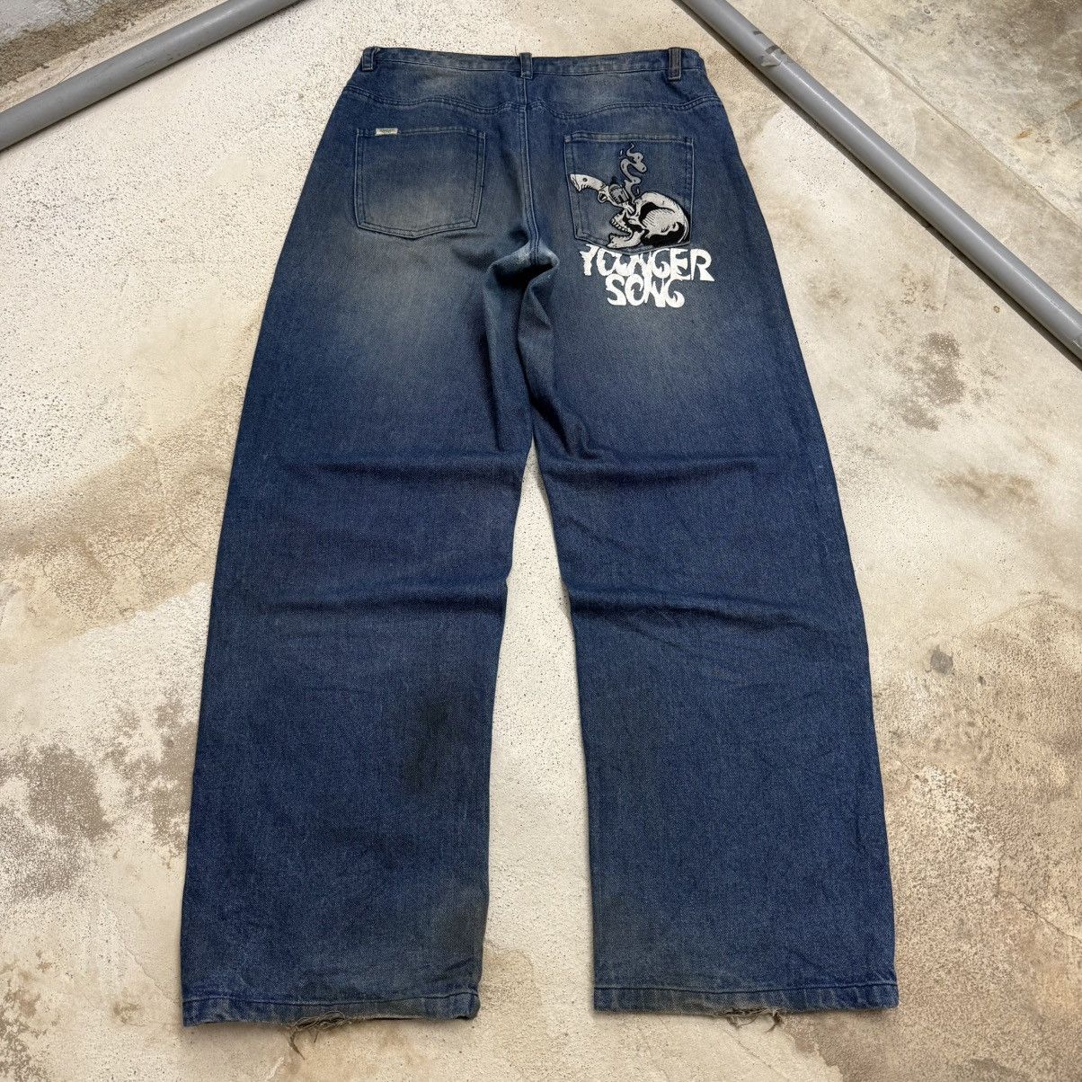 Japanese Brand Wide Leg Ballon Younger Sons Embroidery Denim Pants Size US 32 / EU 48 - 2 Thumbnail