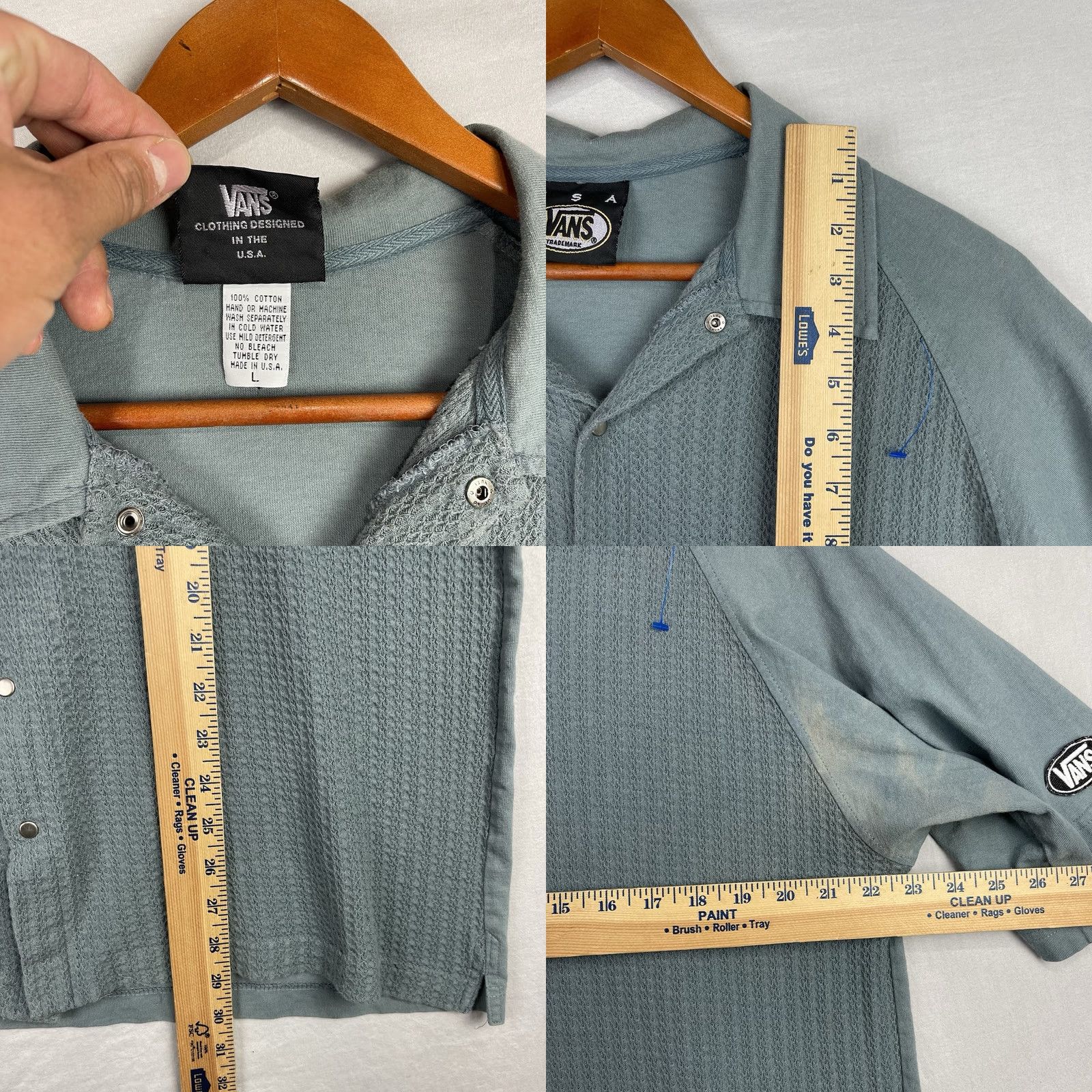 Vans VINTAGE Vans Shirt Mens L California Knit Snap Beach Surfer Logo Shirt Size US L / EU 52-54 / 3 - 8 Thumbnail