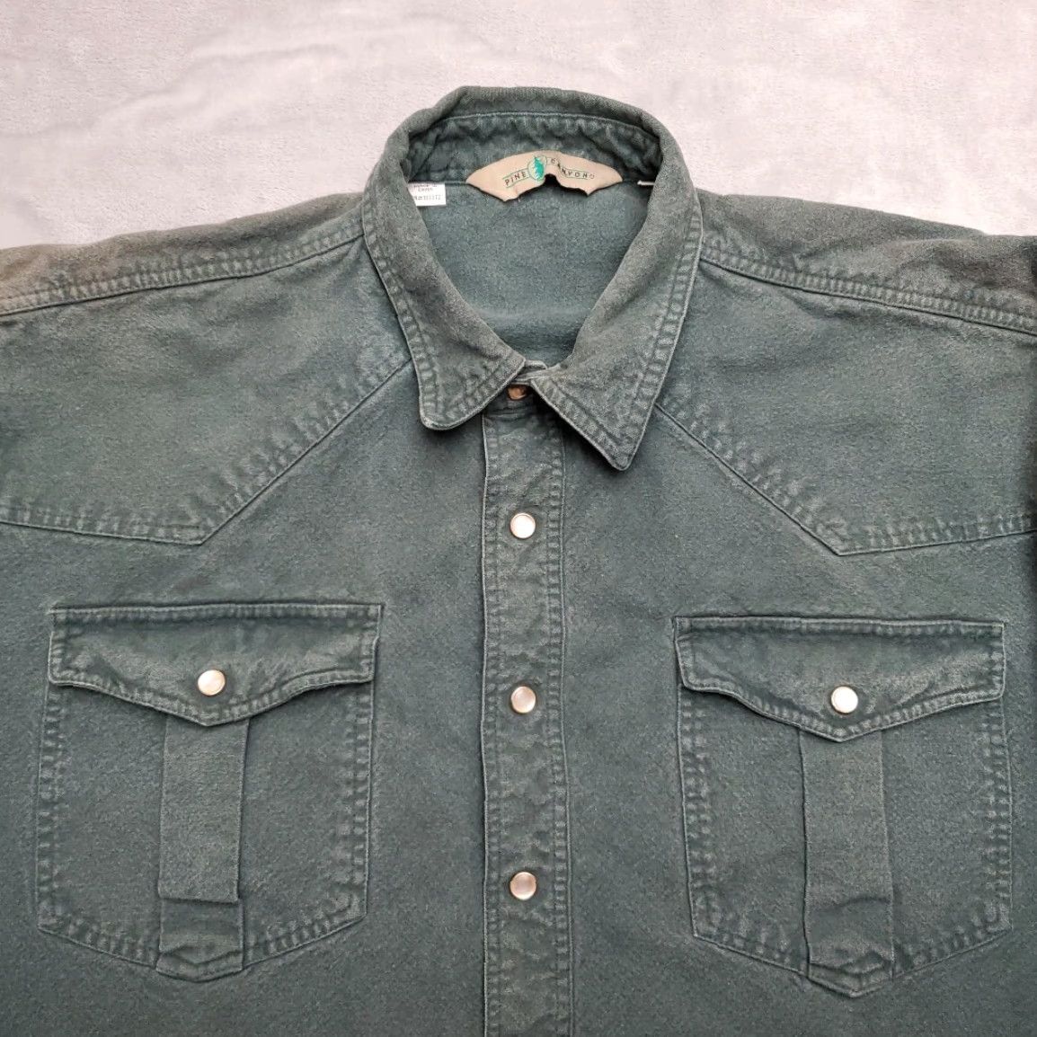 Vintage VINTAGE Pine Canyon Shirt Mens XL Green Chamois Flannel Pearlsnap Flap Pocket Western Button-Up Cotton Long Sleeve Collared Size US XL / EU 56 / 4 - 5 Thumbnail
