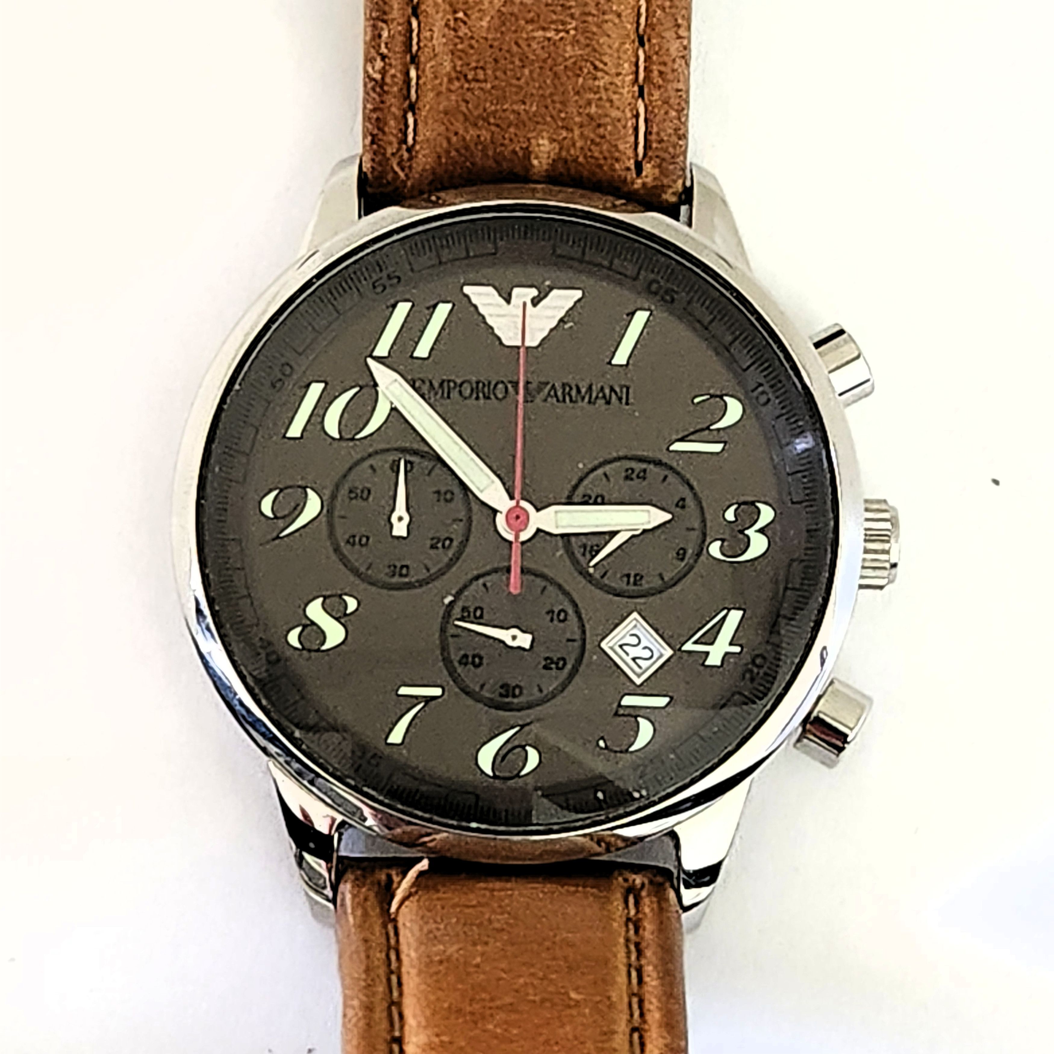 Emporio Armani Men's Watch AR-0623 Green Dial Brown Face