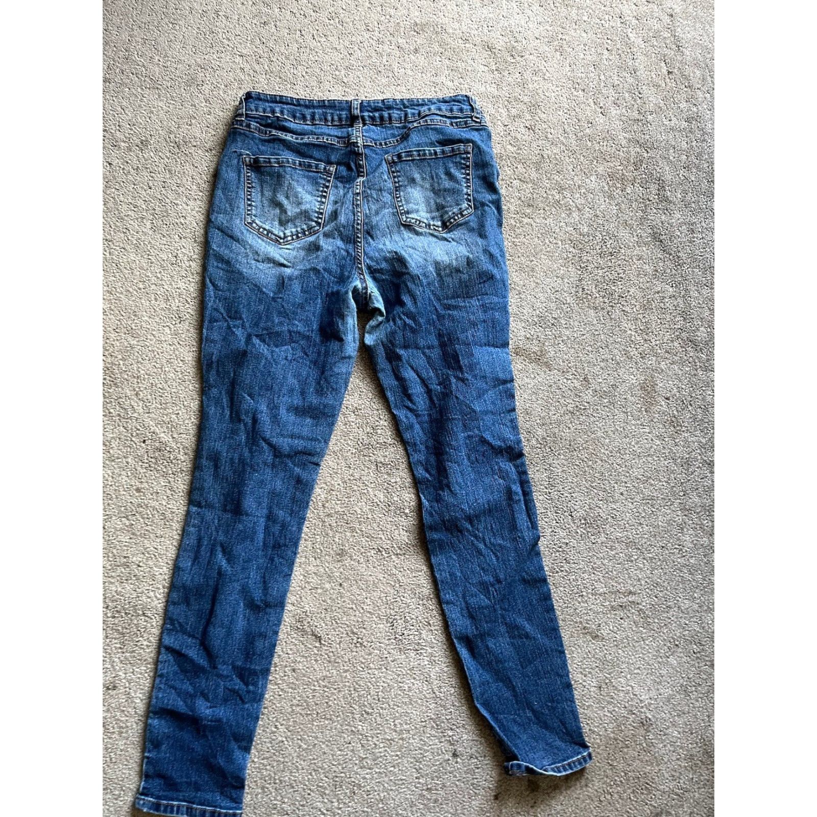 Vintage Womens D Jeans Skinny 12 Mid Rise Stretch Dark Blue Cotton Blend Solid Denim Jeans Women - 5-Pocket, Belt Loops, Zip Closure Size 34" / US 12 / IT 48 - 3 Thumbnail