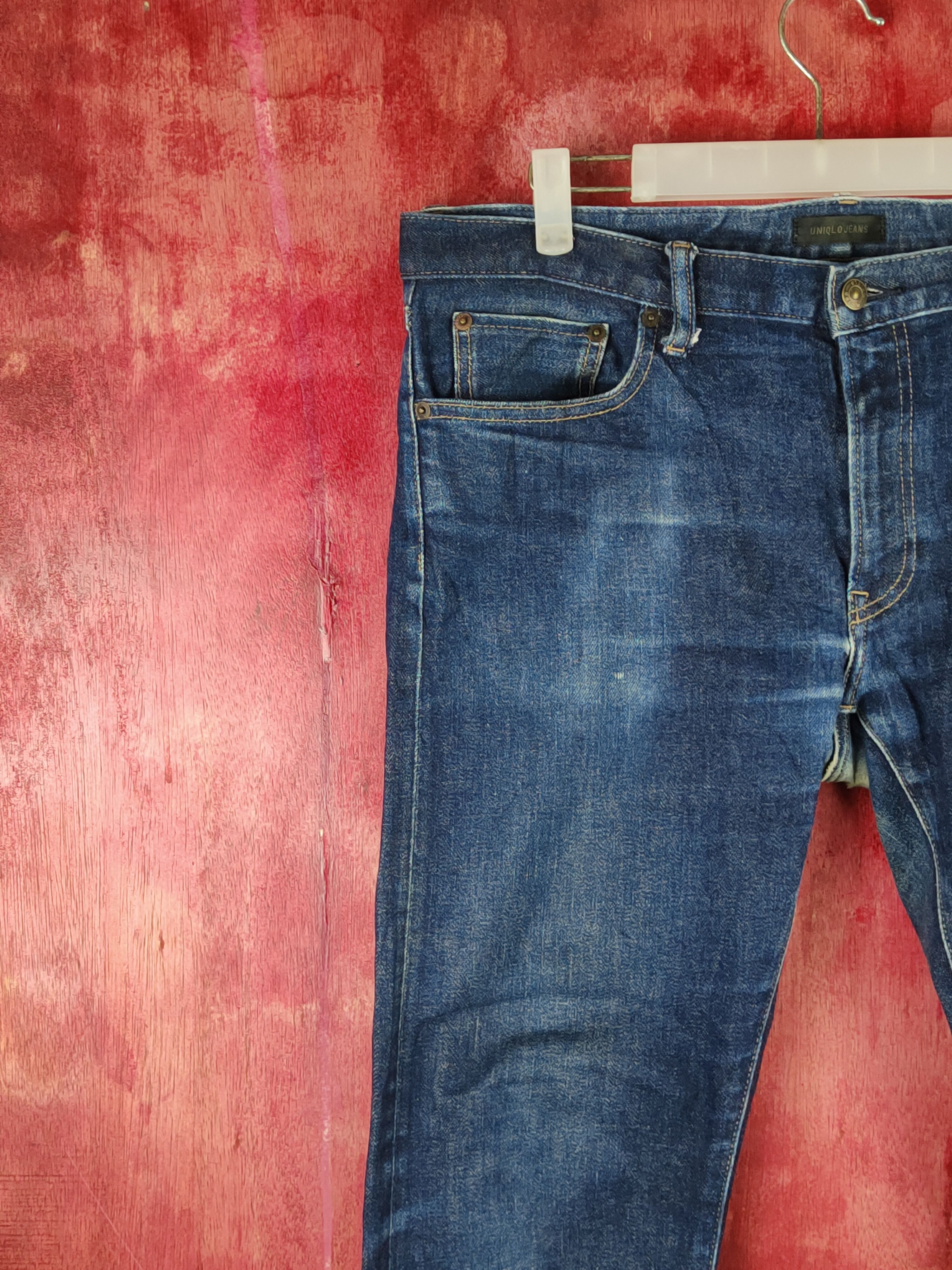 Japanese Brand Uniqlo Dark Blue Distressed Ripped Jeans #S1623 Size US 36 / EU 52 - 3 Thumbnail