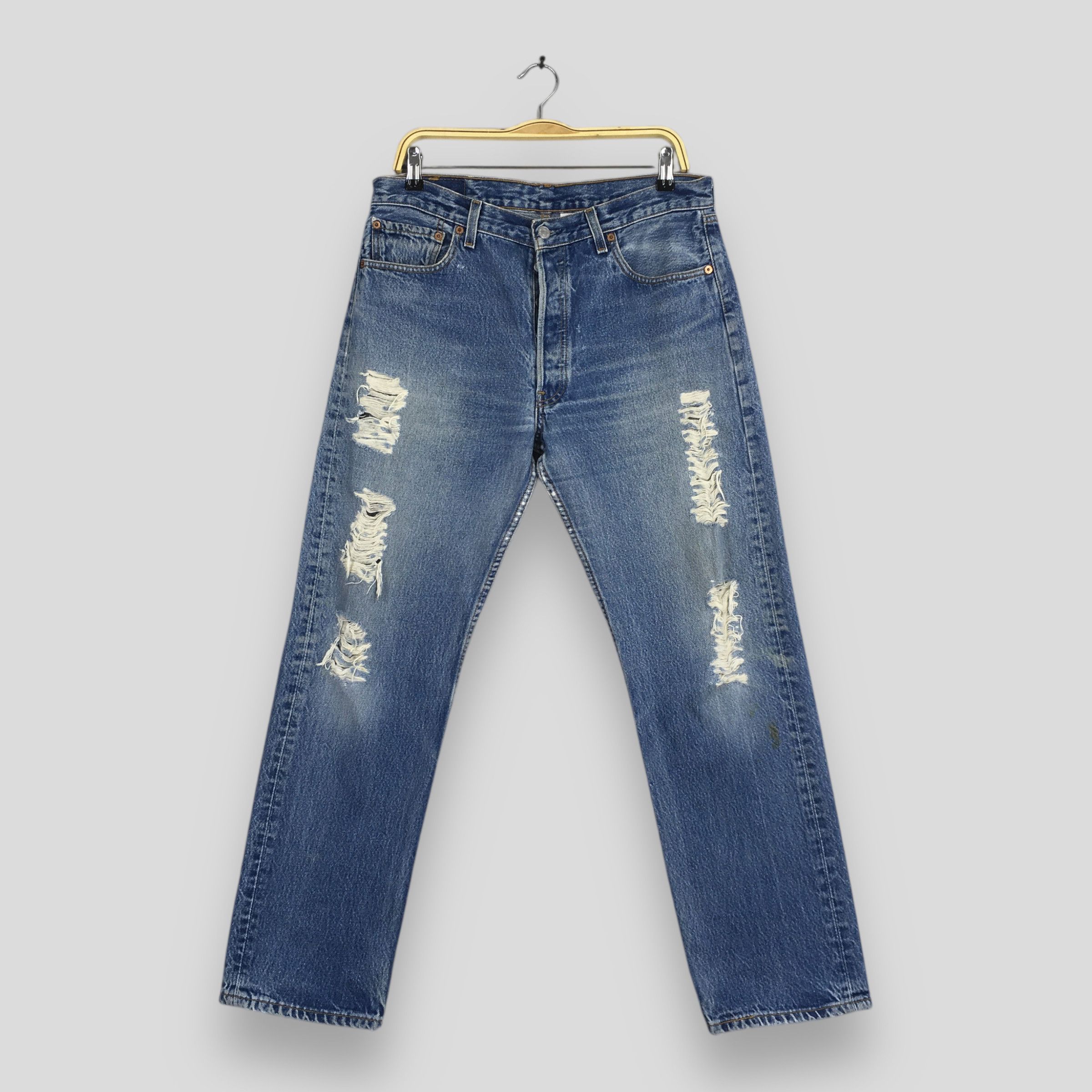 Levi's Size 33x29 Vintage 90s Levi's 501 Distressed Jeans S1351 Size US 33 - 1 Thumbnail