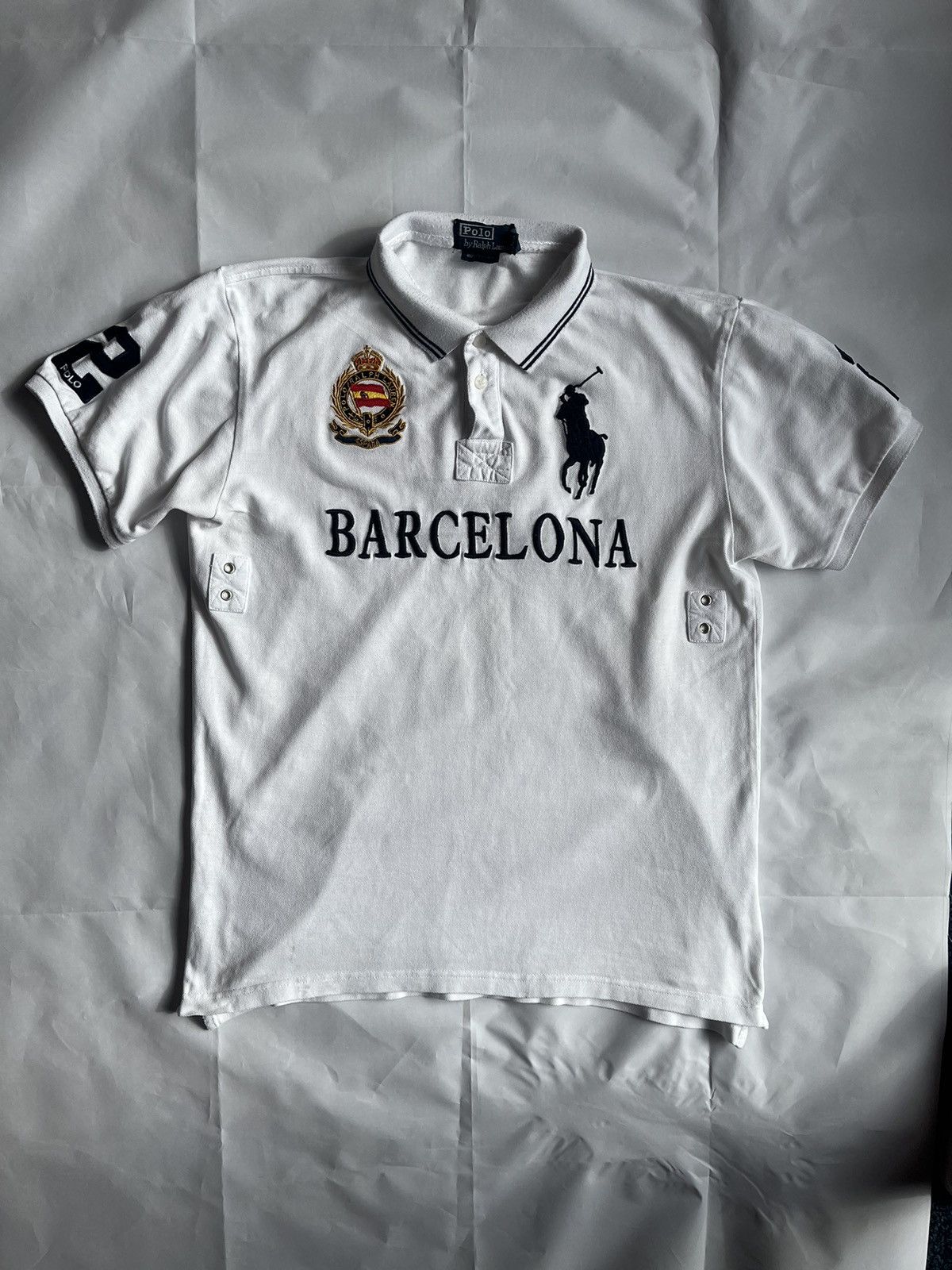 Japanese Brand × Polo Ralph Lauren Ralph Lauren Polo Barcelona White Jersey Size L Size US L / EU 52-54 / 3 - 1 Thumbnail