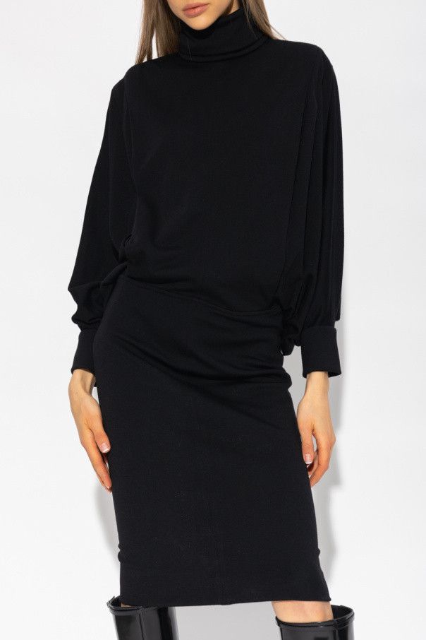 Saint Laurent Paris o1s1wg111024 Oversize Long Dress in Wool Jersey in Black Size M / US 6-8 / IT 42-44 - 3 Thumbnail
