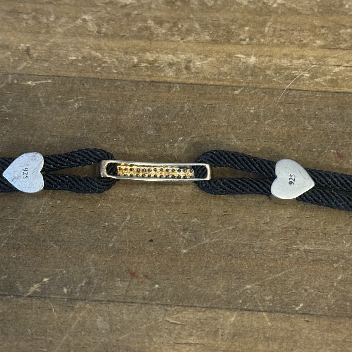 Other 925 silver pave crystal hearts and bar charm cord bracelet Size ONE SIZE - 3 Thumbnail