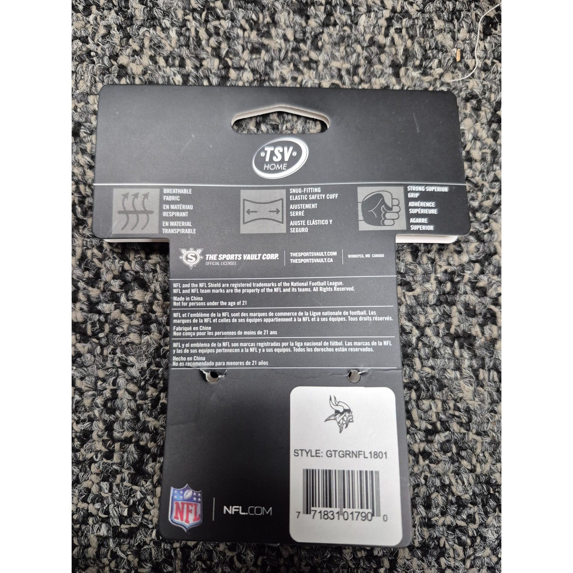 NFL Minnesota Vikings NFL Work Gloves The Gripper One Size Size ONE SIZE - 3 Thumbnail