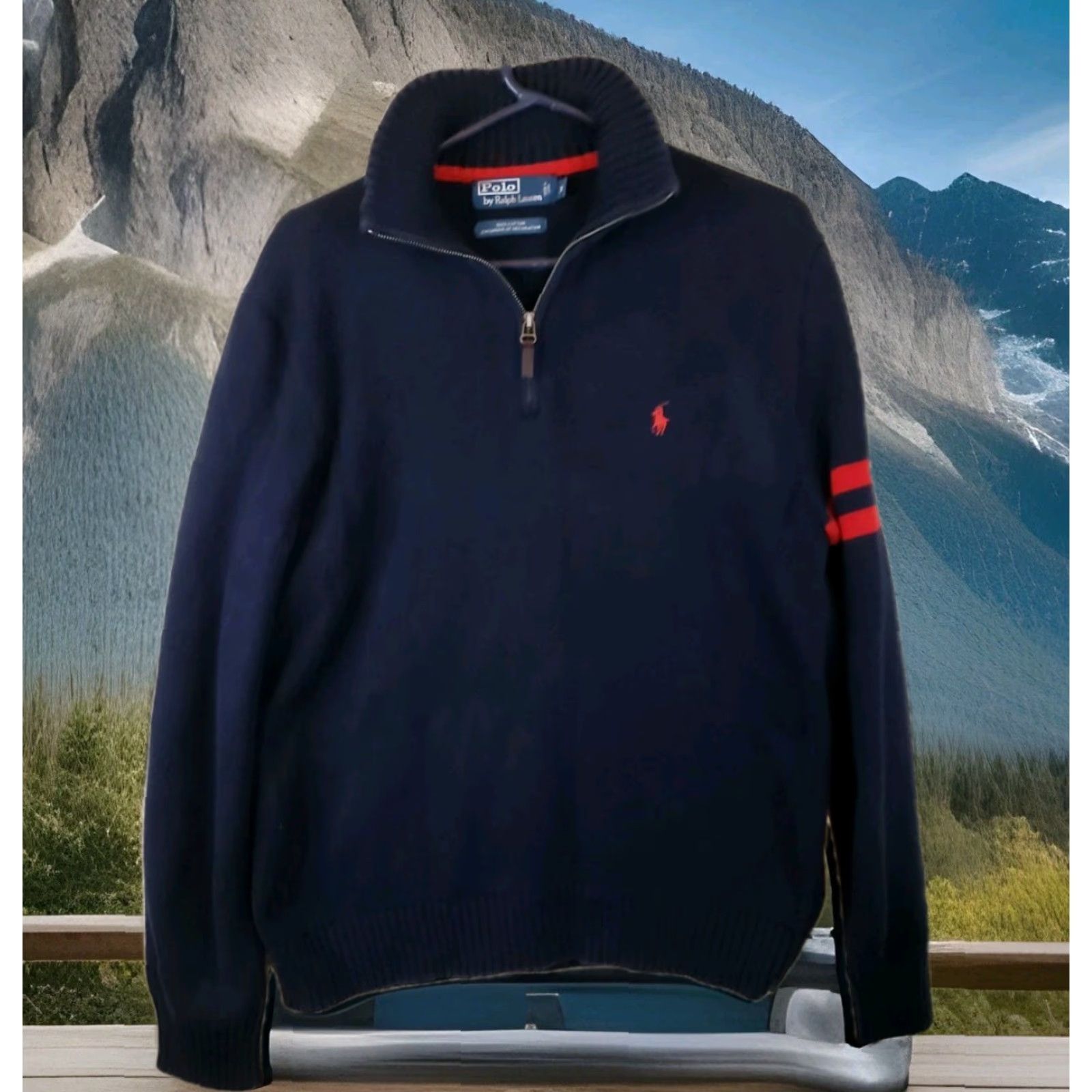 Polo Ralph Lauren Polo Ralph Lauren Sweater Shirt 1/4 Zip M Blue Red Striped Classic Embroidered Logo Mens Size US M / EU 48-50 / 2 - 2 Thumbnail