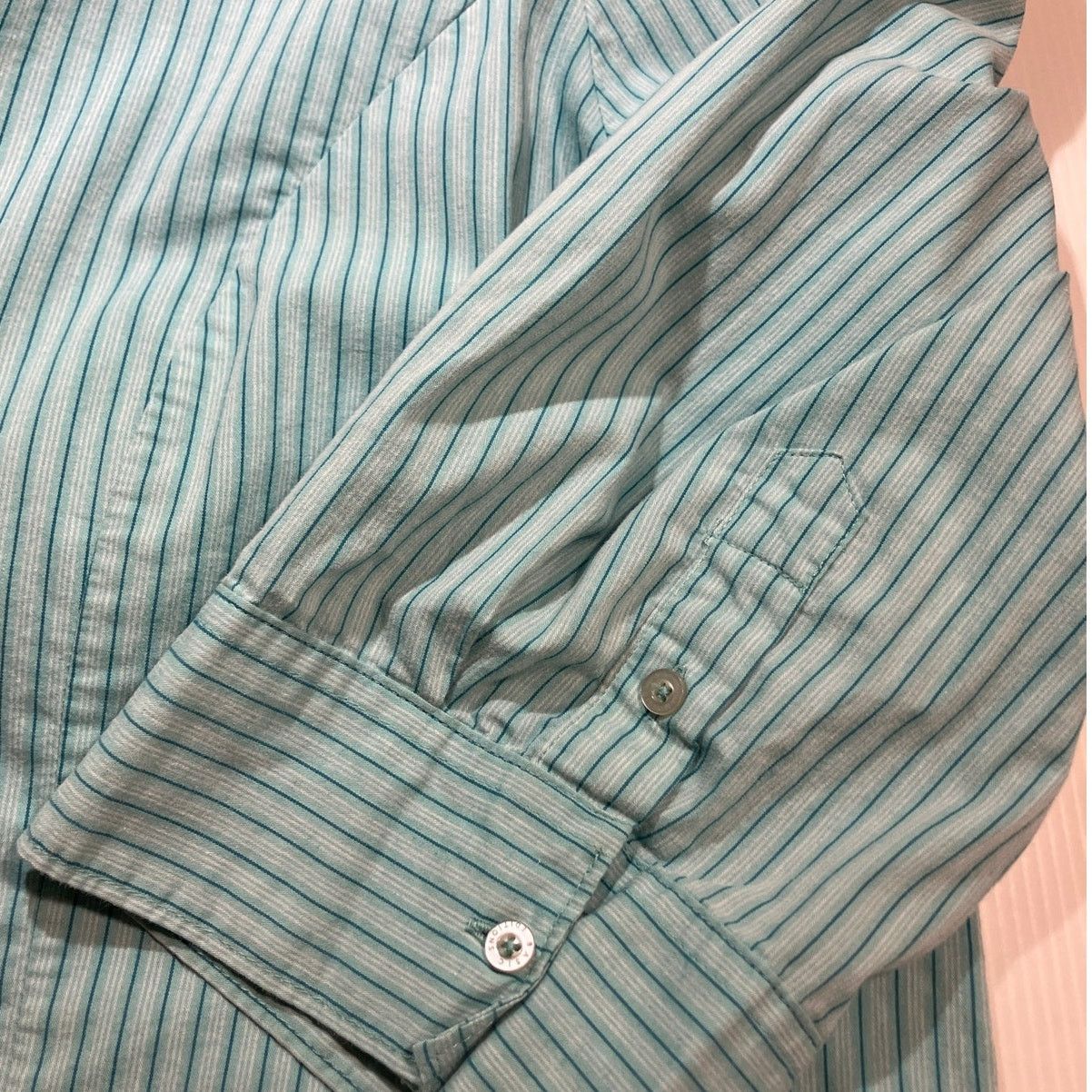 Basic Editions Basic Editions Retro Blue Striped Collared Relaxed Blouse 3X Size 3XL / US 20-22 - 5 Thumbnail