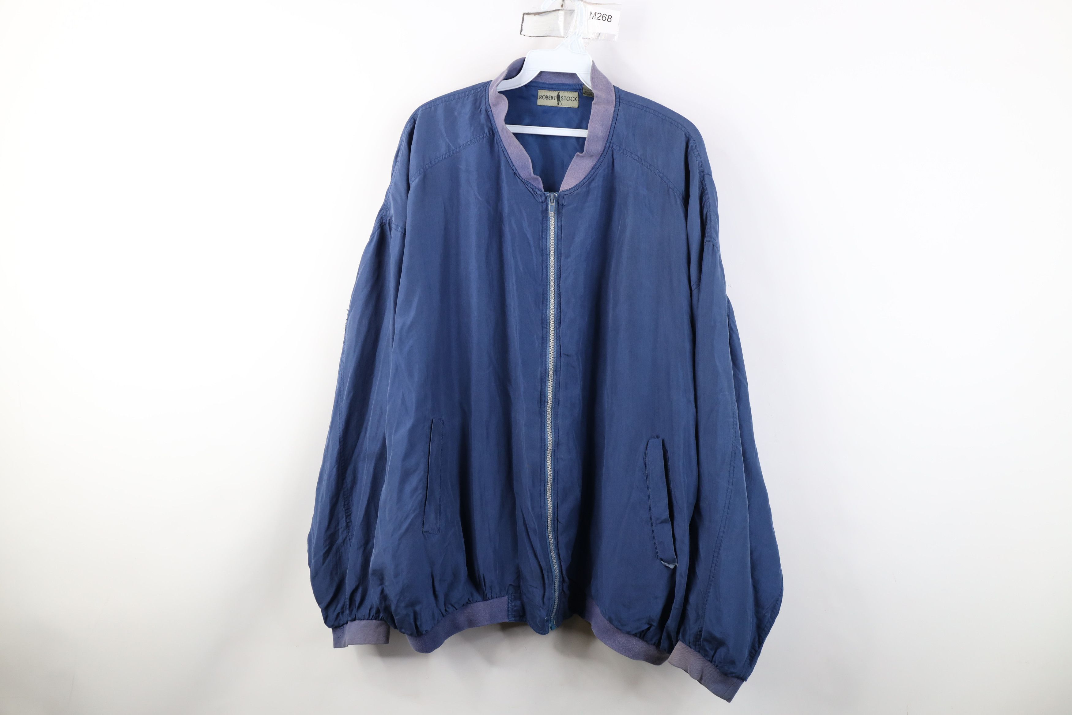 Vintage Vintage 90s Streetwear Silk Full Zip Bomber Jacket Blue Size US XL / EU 56 / 4 - 1 Thumbnail