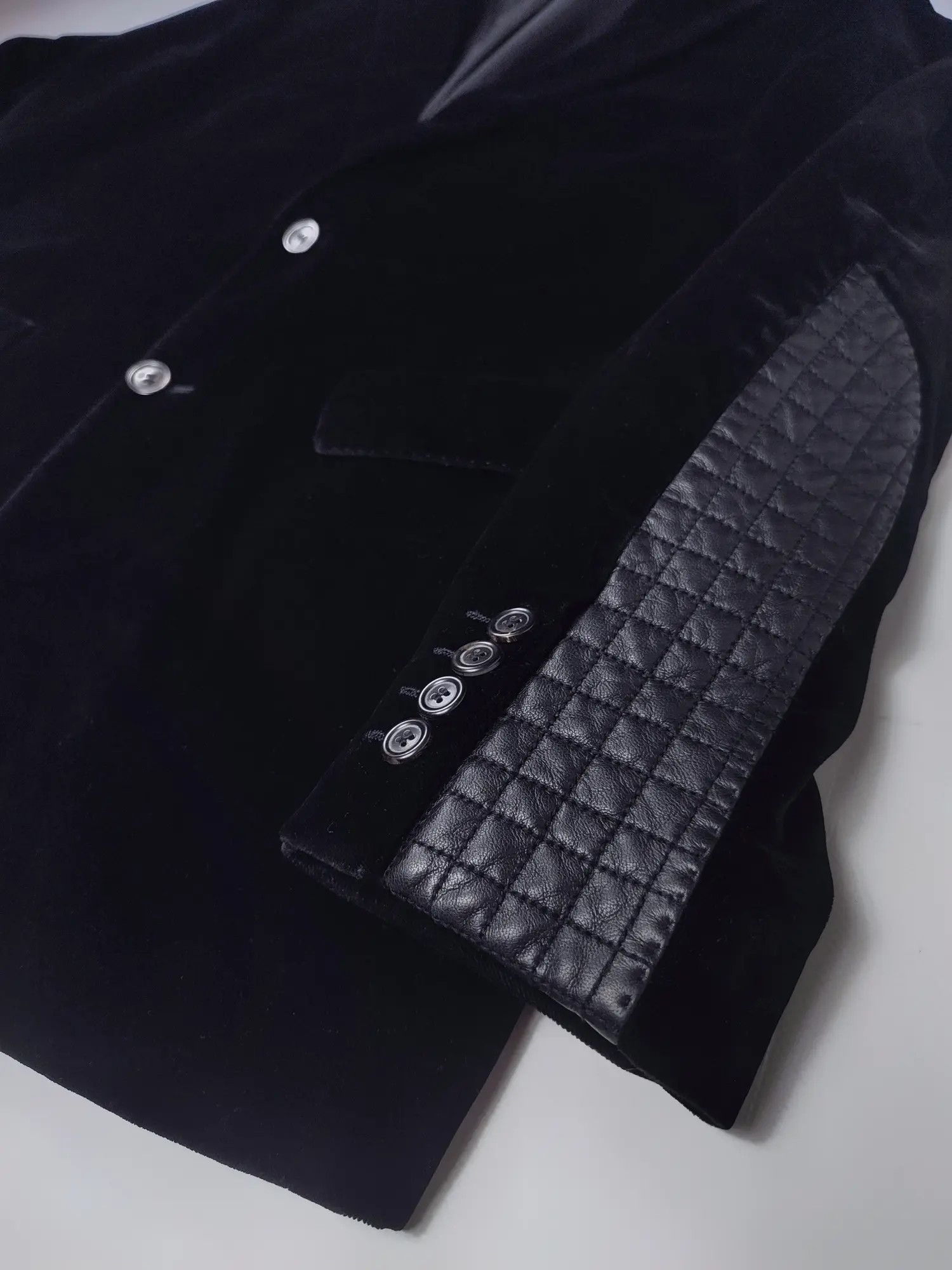 Hugo Boss Hugo Boss Leather Sleeve Velour Blazer Vintage Size 38R - 7 Thumbnail