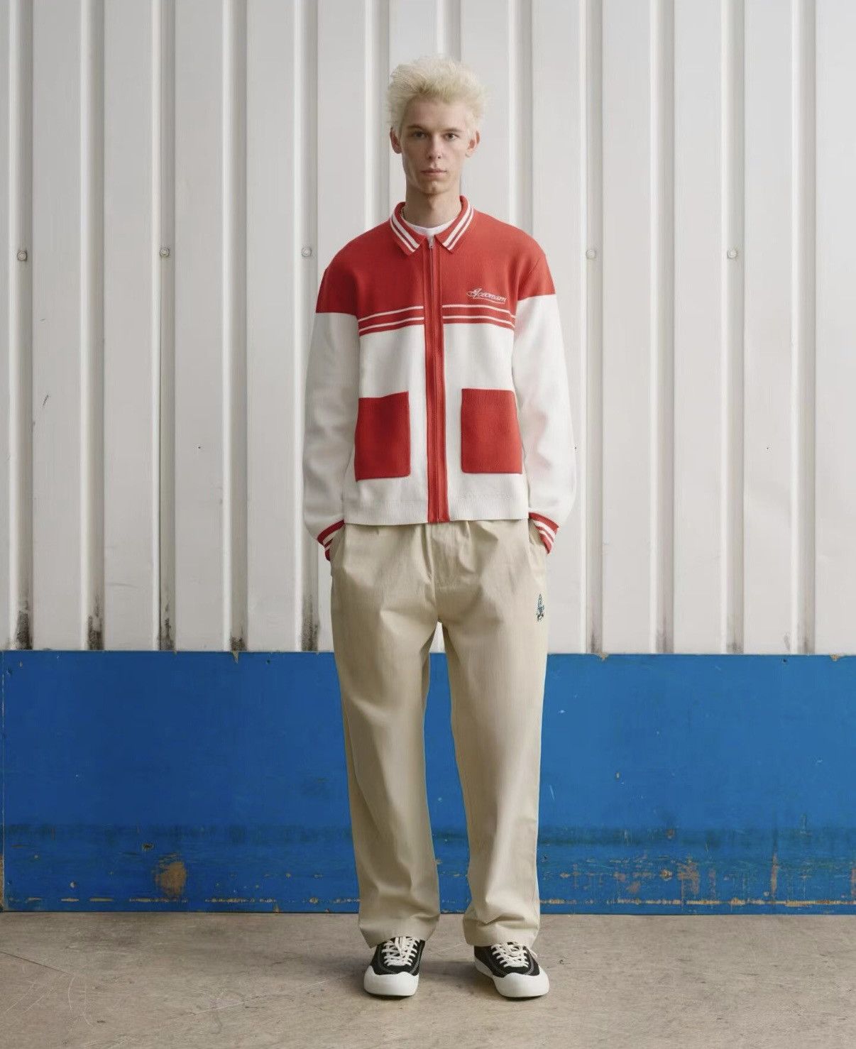 Billionaire Boys Club Billionaire Boys Club Red & White Color-Block Knit Cardigan Size US M / EU 48-50 / 2 - 6 Thumbnail