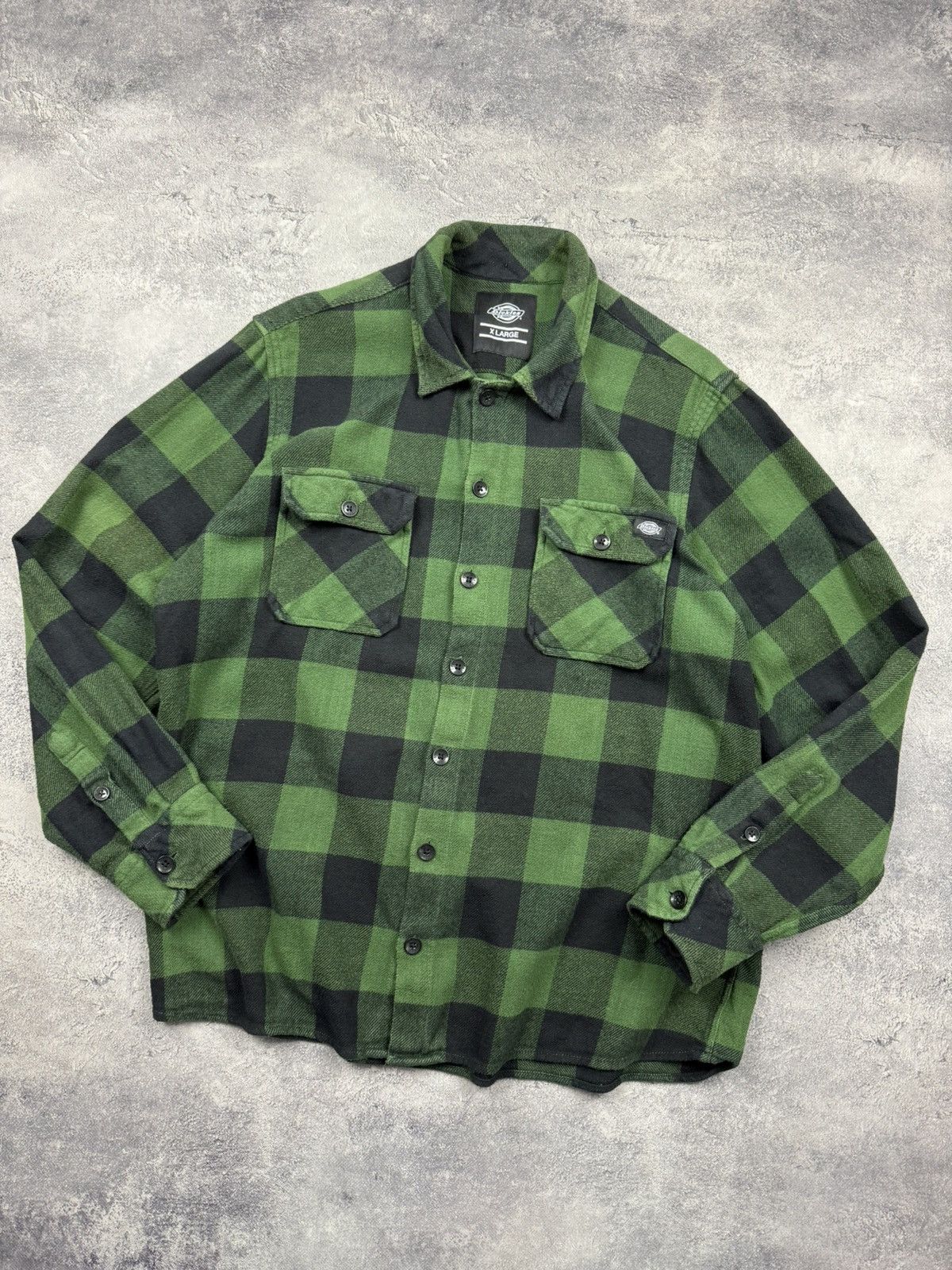 Dickies Vintage Dickies Flannel Shirt Green Checkered Button Up Y2K Size US XL / EU 56 / 4 - 3 Thumbnail