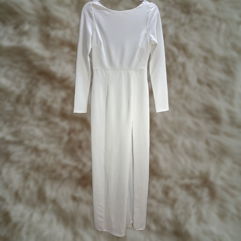 Lulus Lulus White Bride Long Sheath Dress Open Back Lace Front Slit Sz S Women's Dress Sheath Wedding Party/Cocktail Size S / US 4 / IT 40 - 1 Thumbnail