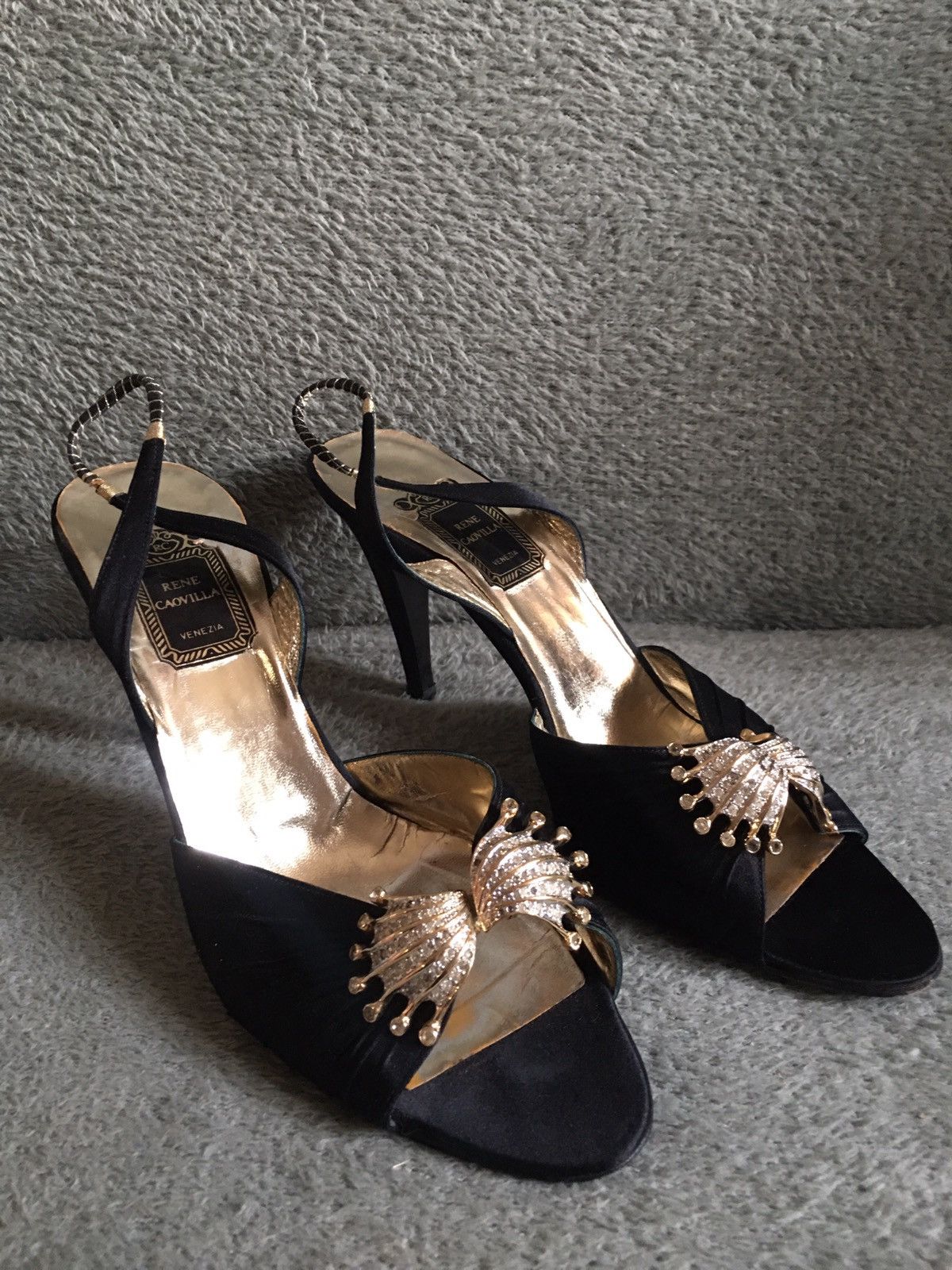 Rene Caovilla Rene Caovilla Jeweled Vintage Satin Slingback Heels EU 39.5 Size US 9.5 / IT 39.5 - 2 Thumbnail