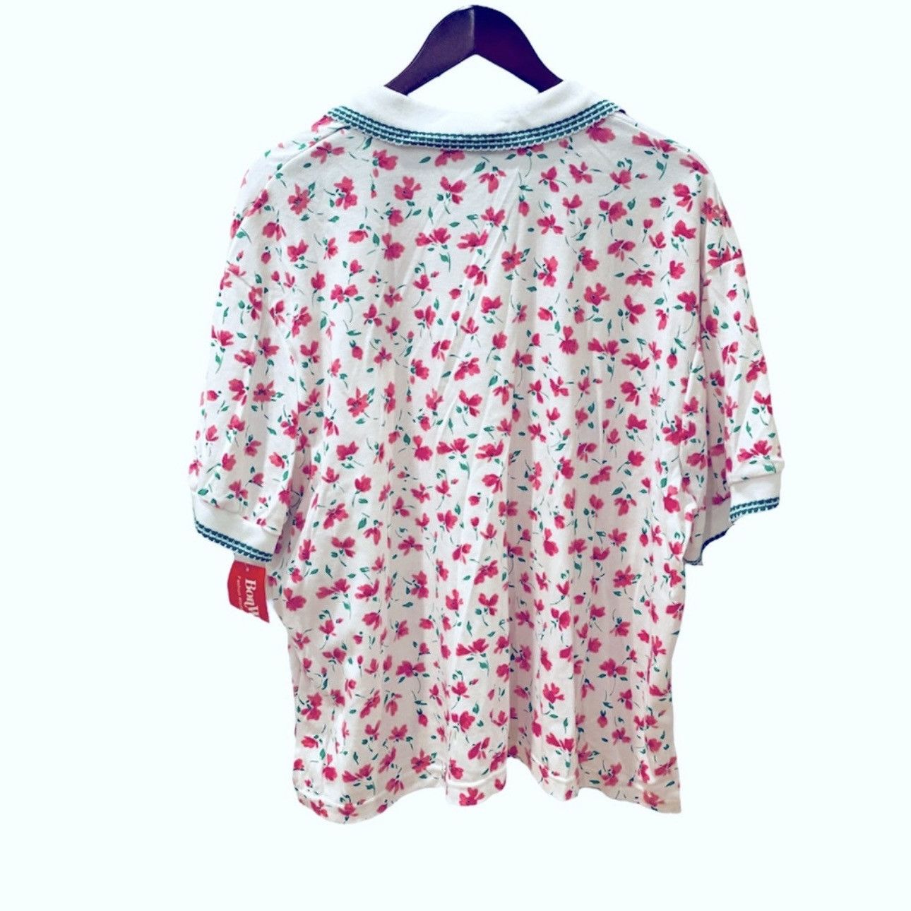 Vintage NWT Vintage 80s Floral Polo Oversized Shirt XL Petite Size XL / US 12-14 / IT 48-50 - 3 Thumbnail