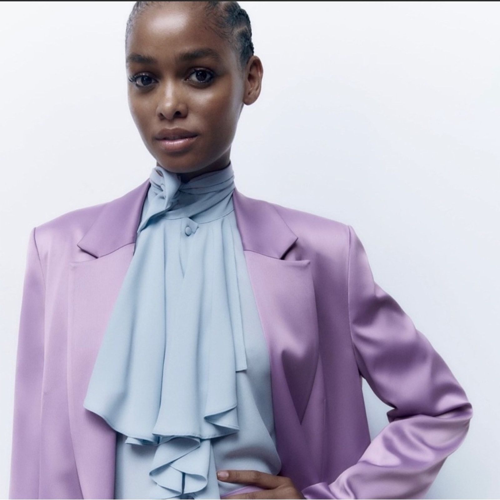 Zara ZARA SATIN EFFECT BLAZER LILAC Size XS / US 0-2 / IT 36-38 - 16 Thumbnail