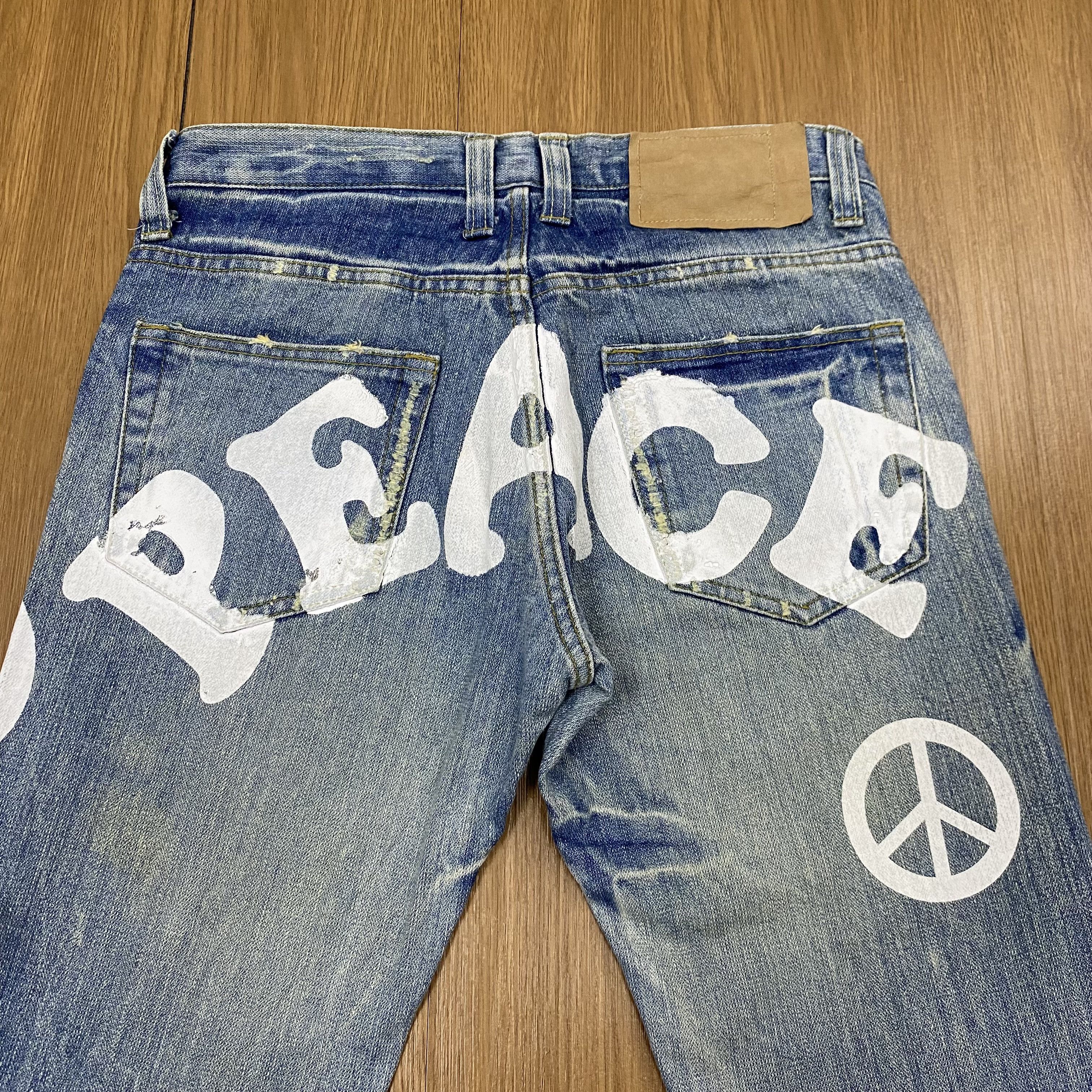 Japanese Brand × Vintage Vintage PEACE Jeans Painted Denim Distress CD151 Size US 31 - 12 Thumbnail