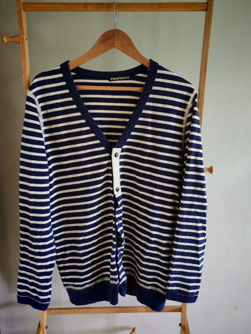 Frapbois FRAPBOIS Navy Stripe V-Neck Cardigan Issey Adjacent Size 1 Size US S / EU 44-46 / 1 - 1 Thumbnail