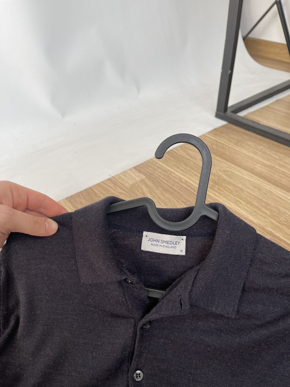John Smedley John Smedley Grey/Navy Knit Wool Polo Shirt Size Medium Size US M / EU 48-50 / 2 - 5 Thumbnail