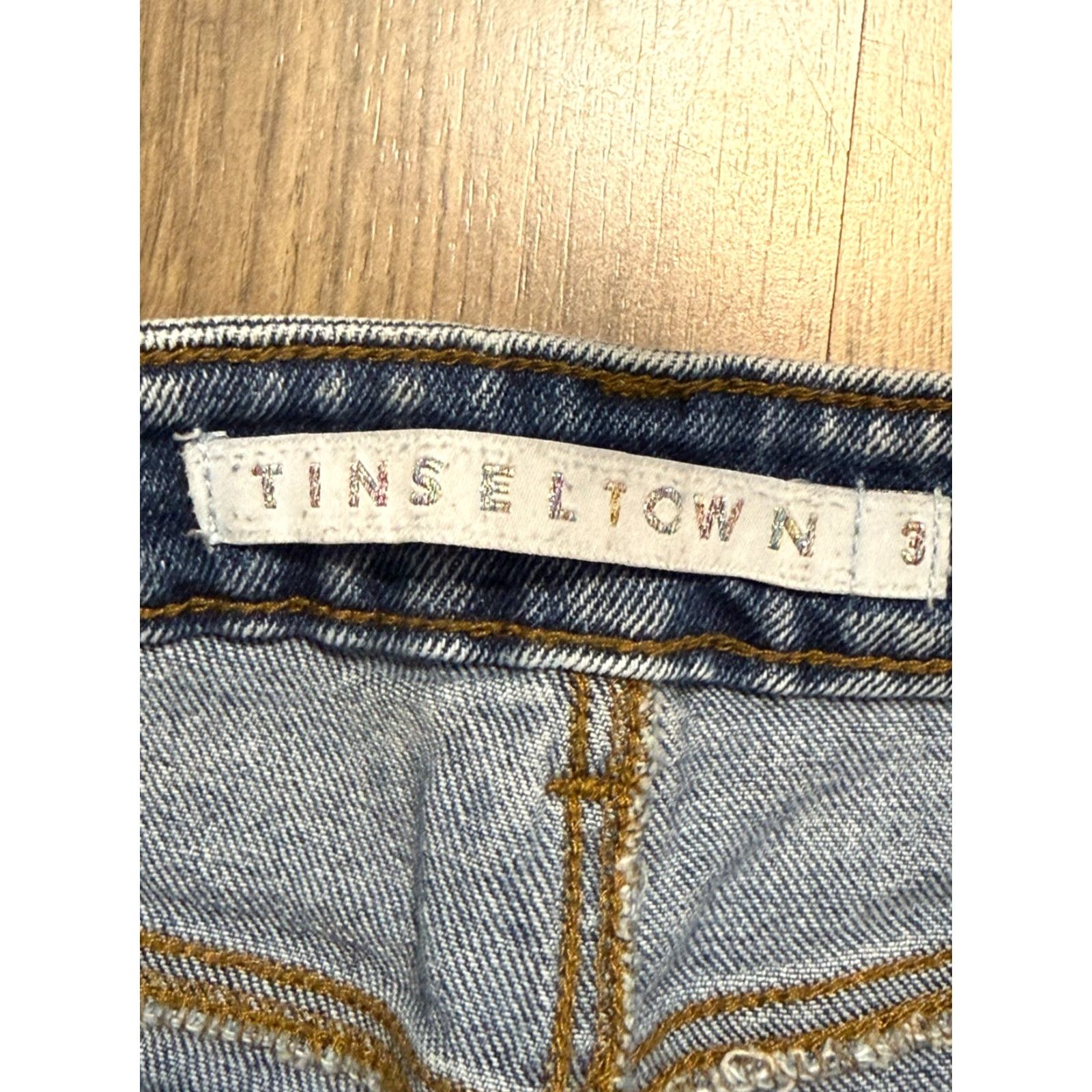 Vintage Tinseltown Jeans Women's 3/26 Blue Denim Skinny Frayed Hem Jeans Zip, 5-Pocket Regular Inseam 26 in Men/Women: Women Size 26" / US 2 / IT 38 - 5 Thumbnail