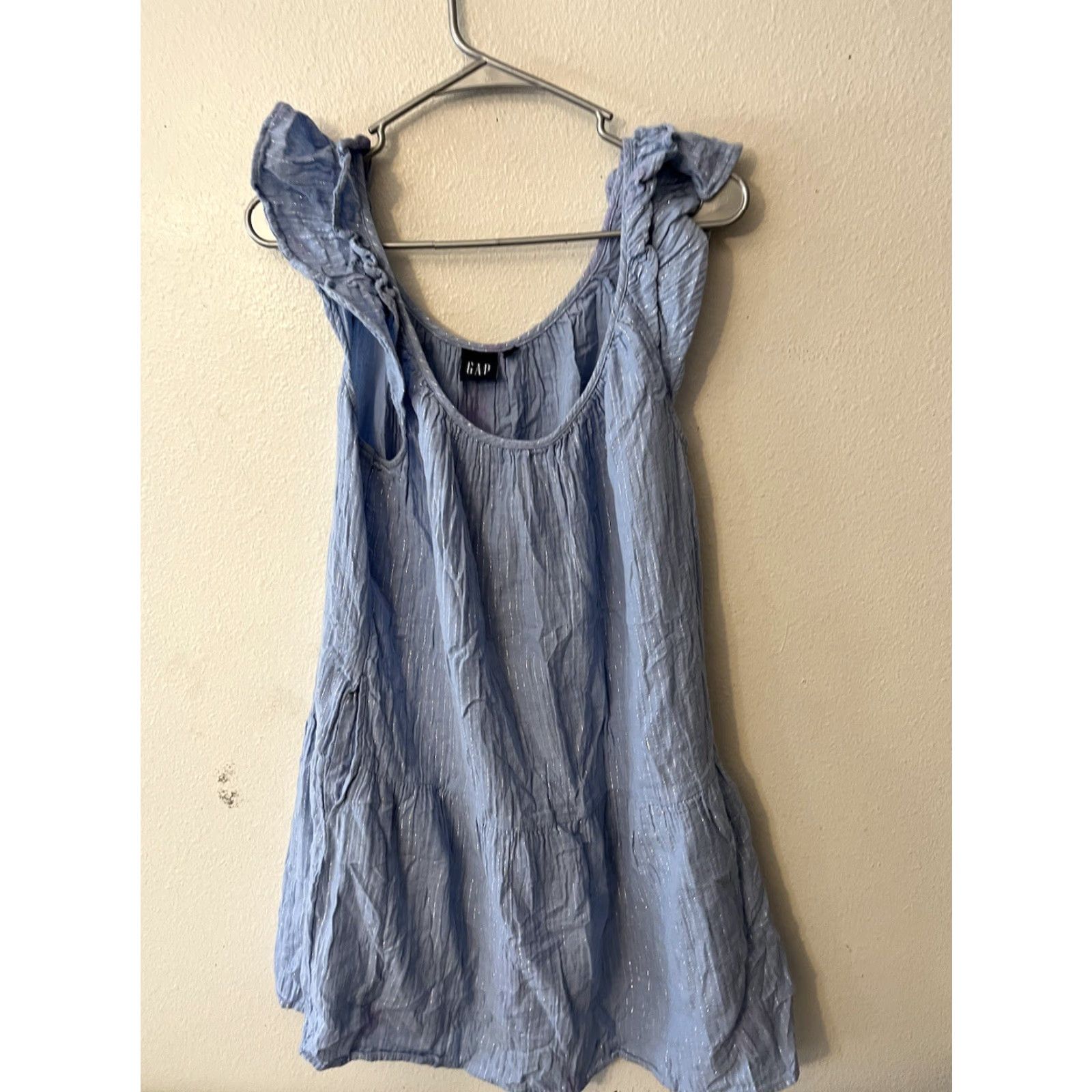 Gap Gap Dress Womens Crinkle Gauze Mini Blue Stripe Size M Adult Size M / US 6-8 / IT 42-44 - 2 Thumbnail