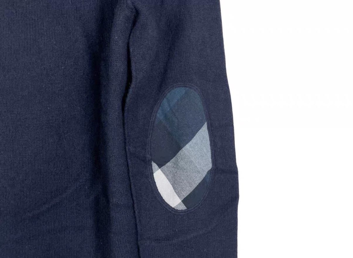 Burberry Burberry Navy Blue Check Detail Cashmere Sweater J31 Size US L / EU 52-54 / 3 - 5 Thumbnail