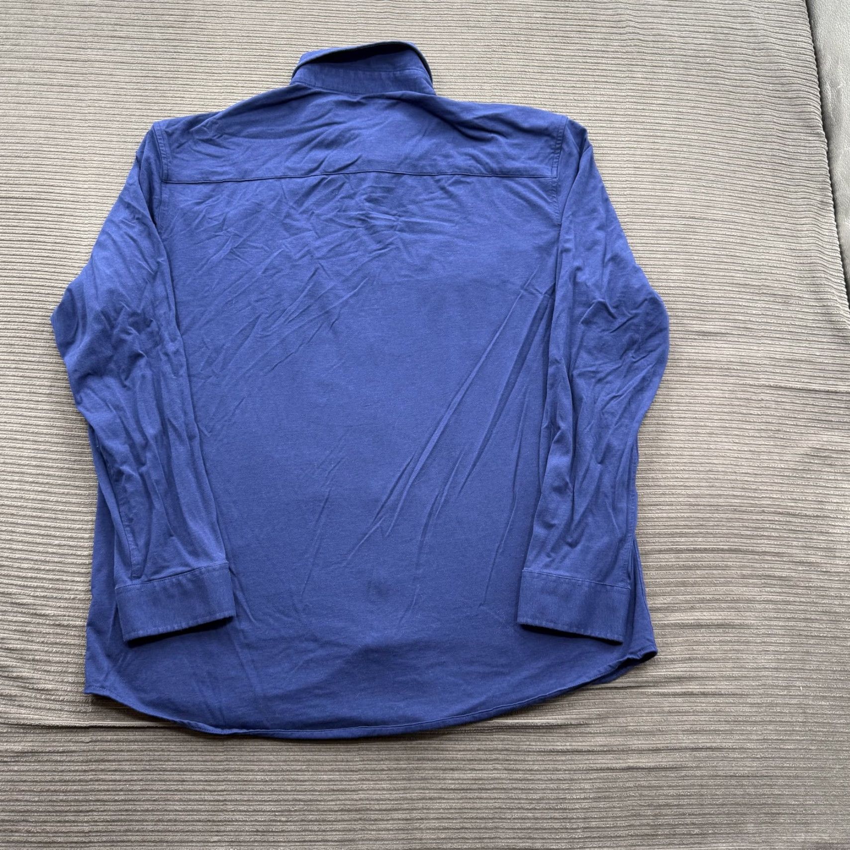 Vintage Buttercloth Shirt Mens 2XL Regular Blue Long Sleeve Button-Up Stretch Pockets Knit Cotton Rayon Spandex Confident Workwear Casual Size US XXL / EU 58 / 5 - 2 Thumbnail