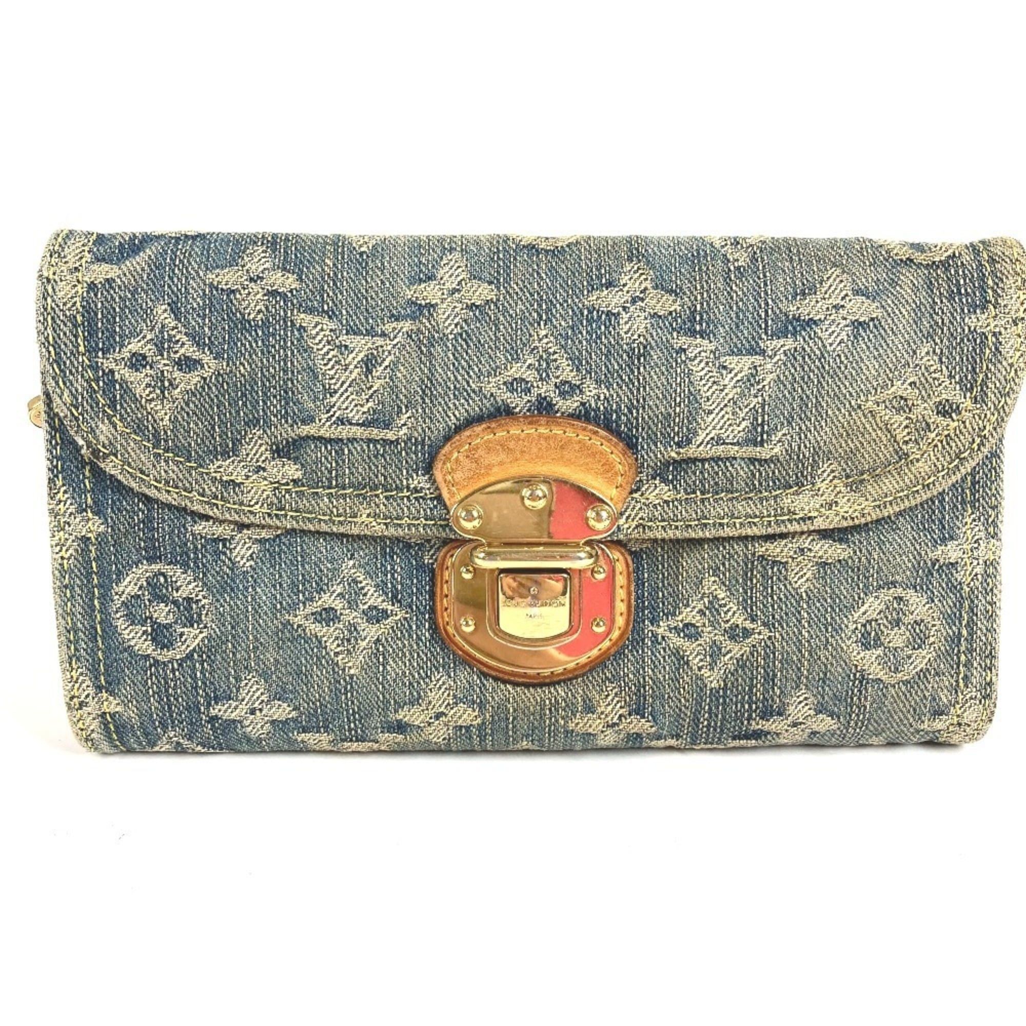 Louis Vuitton LOUIS VUITTON M95511 Monogram Denim Portefeuille Amelia Long Wallet, Tri-fold Canvas, Men's/Women's, Blue Size ONE SIZE - 1 Thumbnail