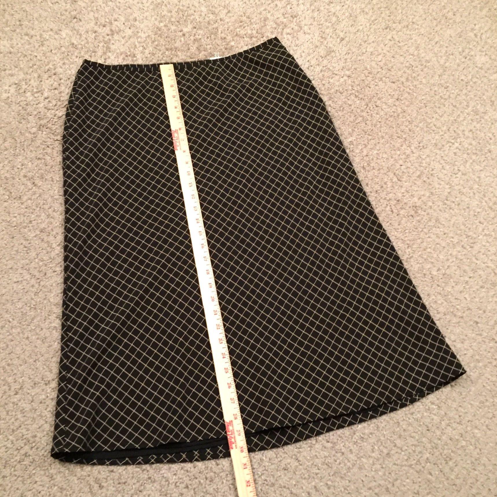 Vintage G.H. Bass & Co. Skirt Midi Women Size 14 Black Argyle Lined Lightweight A-Line Polyester Size 36" / US 14 / IT 50 - 4 Thumbnail