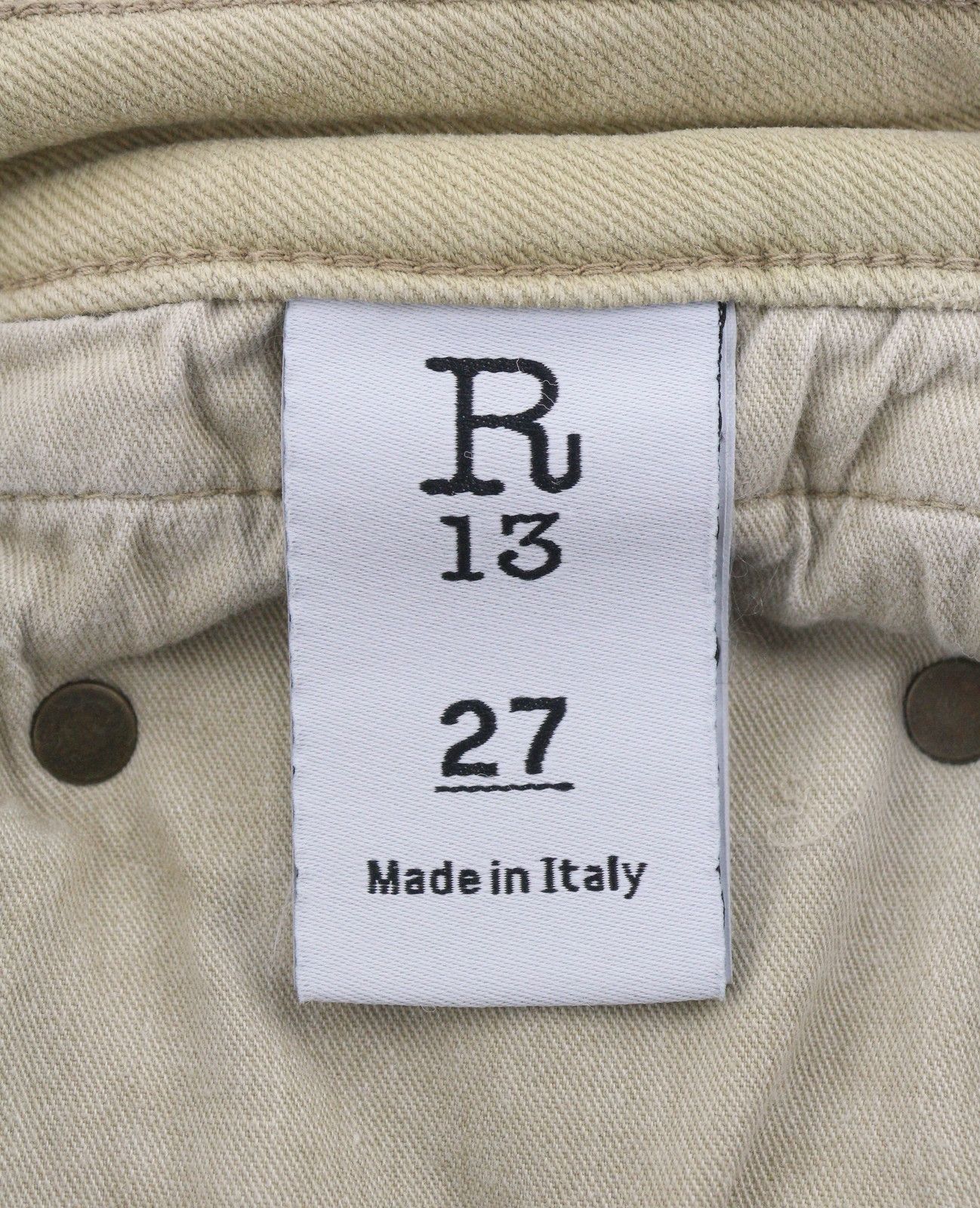 R13 BOY STRAIGHT 27 Khaki Stretch Cropped Jeans 89844 Size 27" / US 4 / IT 40 - 8 Thumbnail