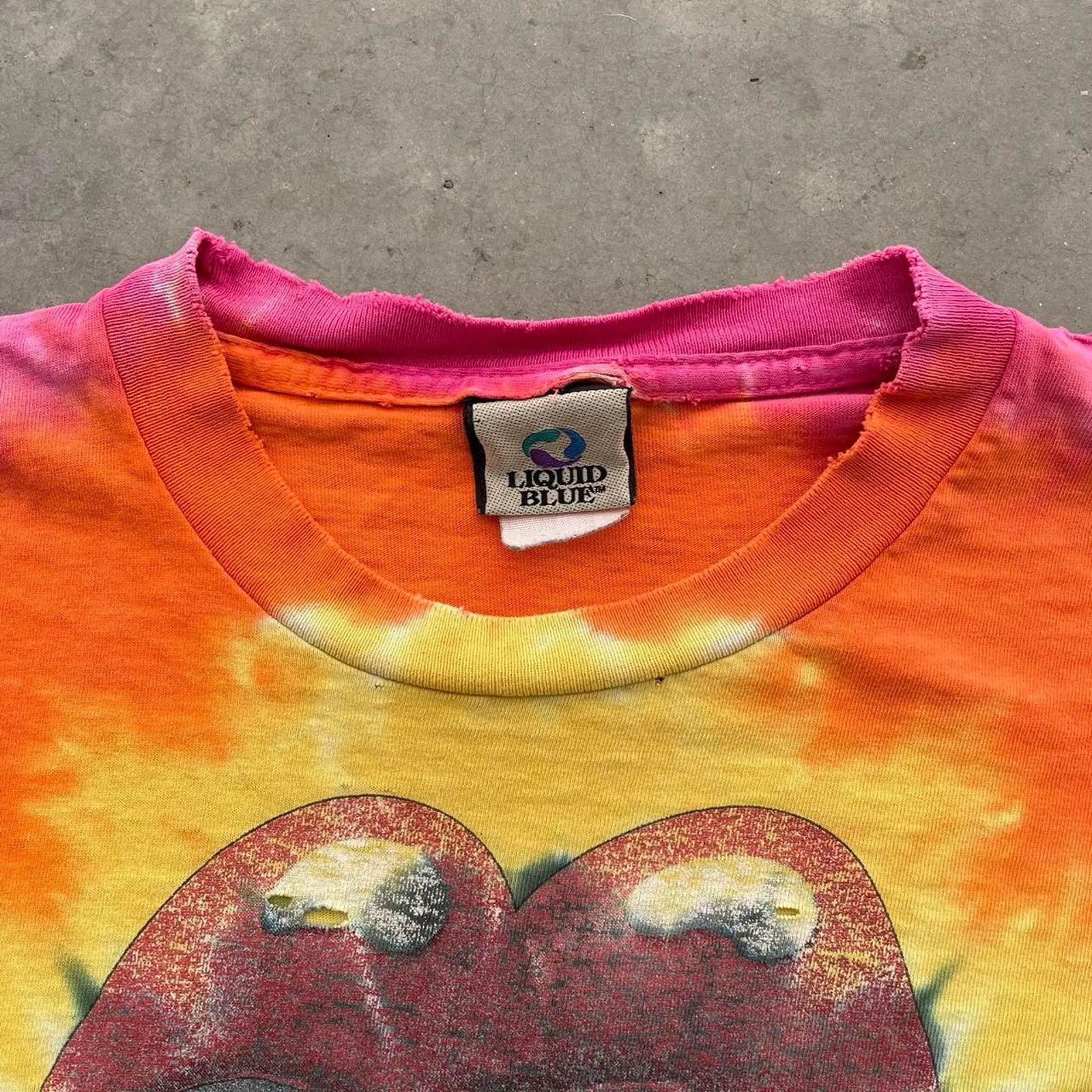 Vintage Vintage 90s Liquid Blue Rolling Stones Tie Dye T-shirt Size US L / EU 52-54 / 3 - 6 Thumbnail