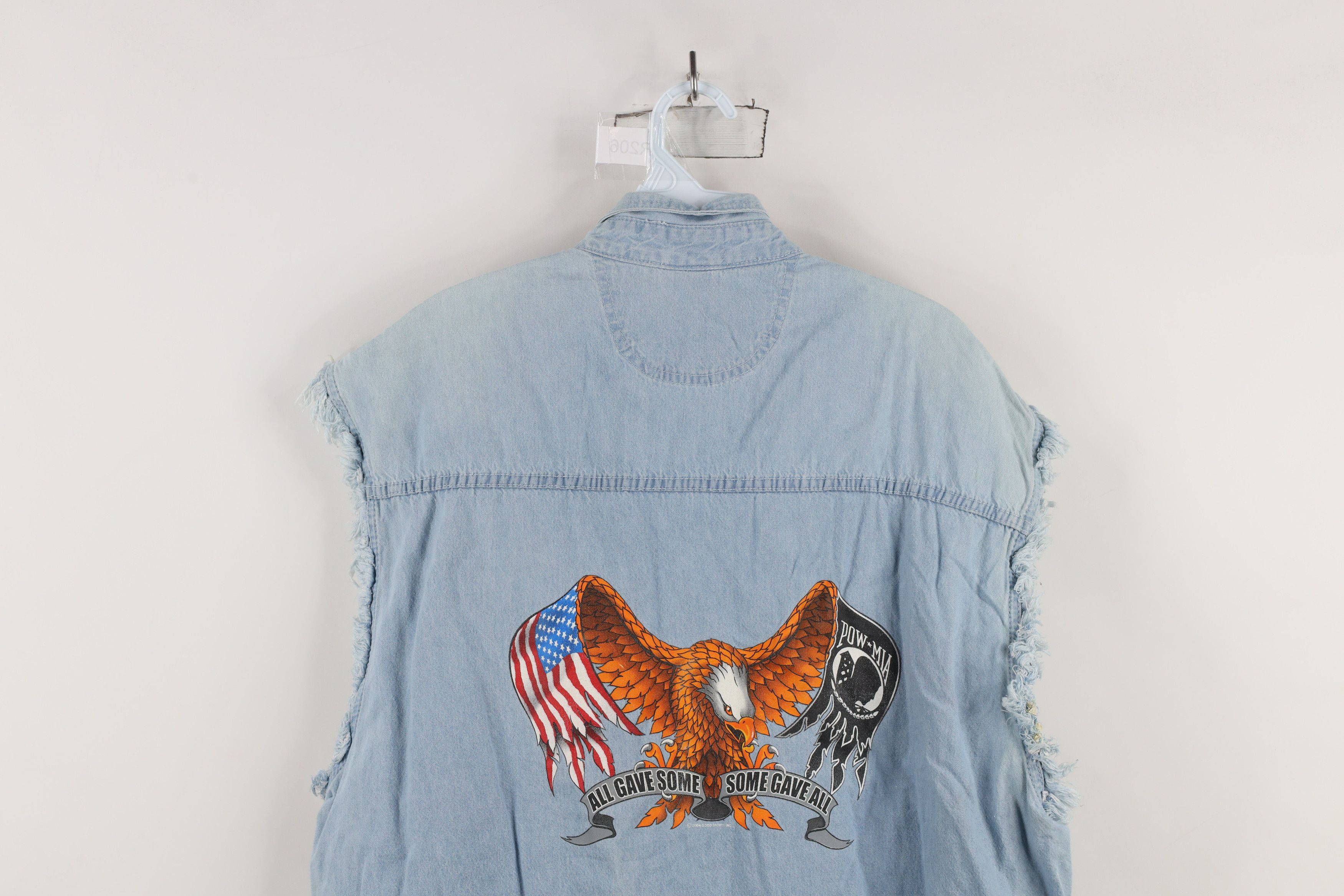 Vintage Vintage Y2K 2004 Eagle Cut Off Denim Jean Collared Shirt Size US XXL / EU 58 / 5 - 14 Thumbnail