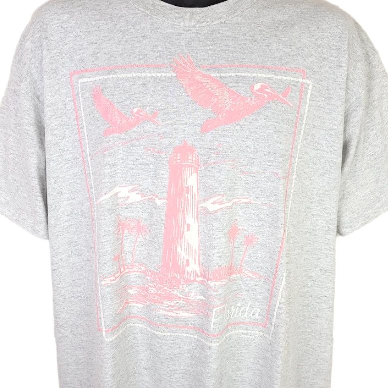 Hanes VINTAGE Florida Lighthouse T Shirt Mens Size XL 90s Pelicans Nature Made In USA Hanes Gray Cotton Blend Crew Neck Short Sleeve Mens Tee Size US XL / EU 56 / 4 - 2 Thumbnail