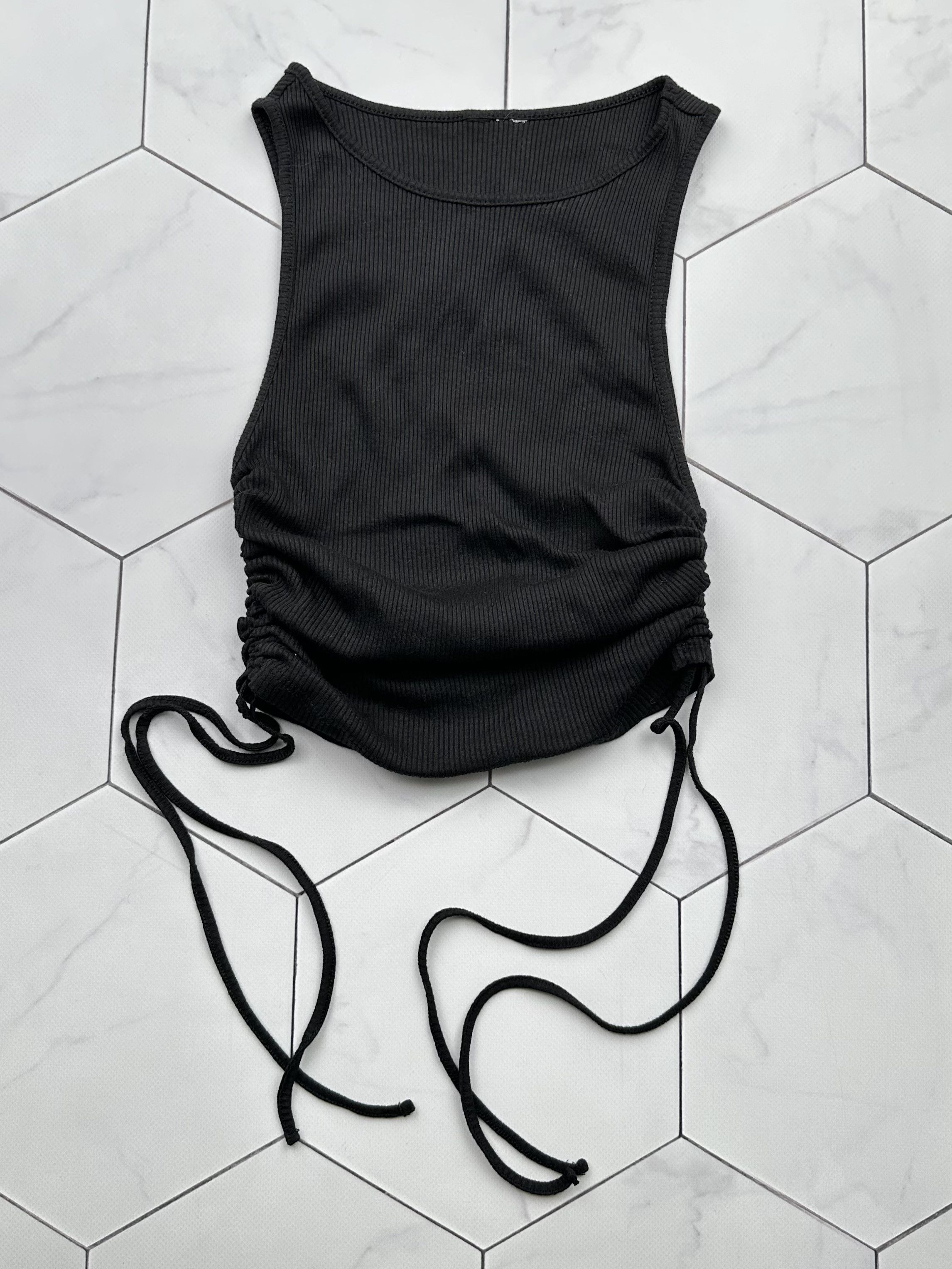 image of Avant Garde Vintage Cropped Bondage Tank Top in Black, Women's (Size XS)