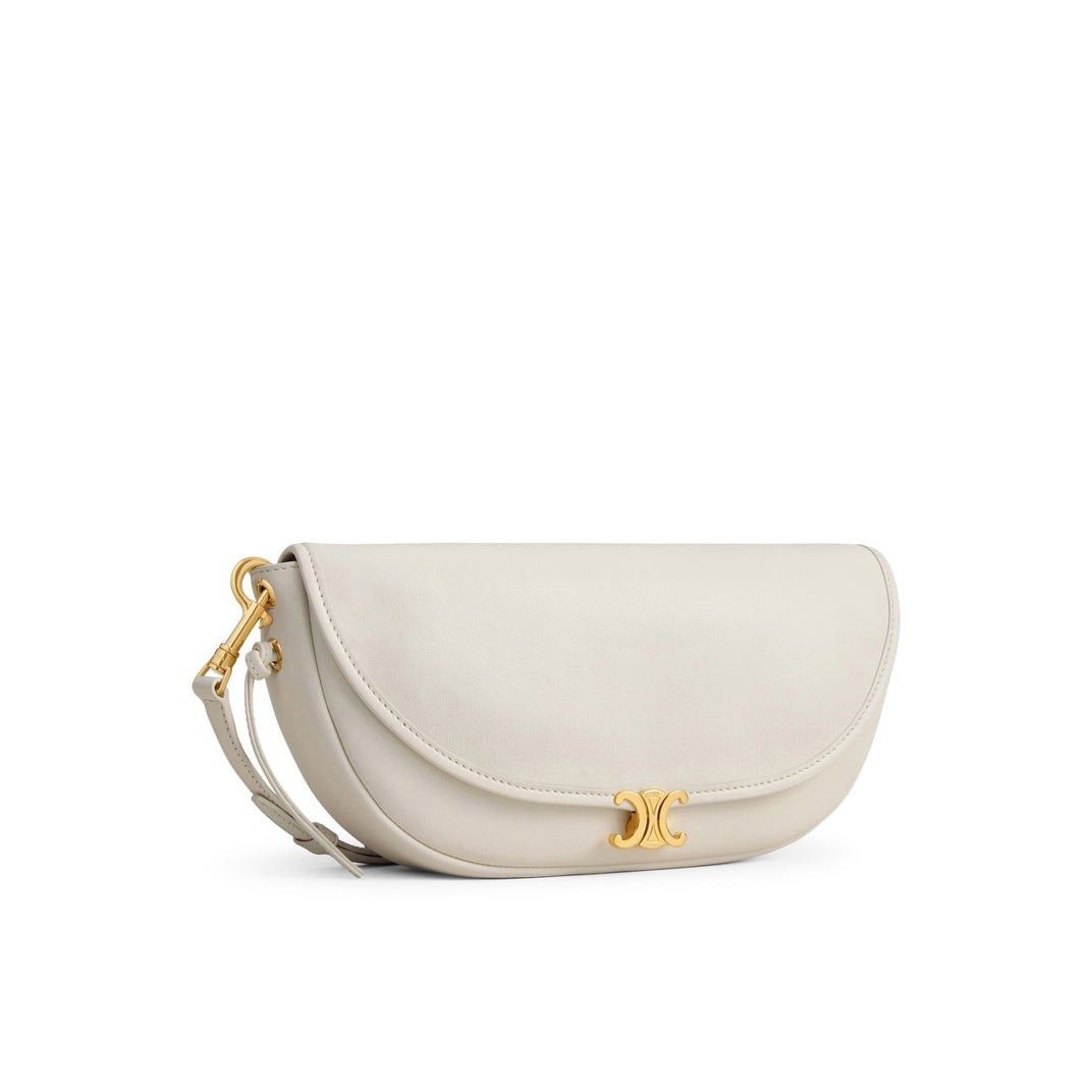 Celine CELINE White Triomphe Small Crescent Soft Shoulder Bag New & Size ONE SIZE - 2 Thumbnail