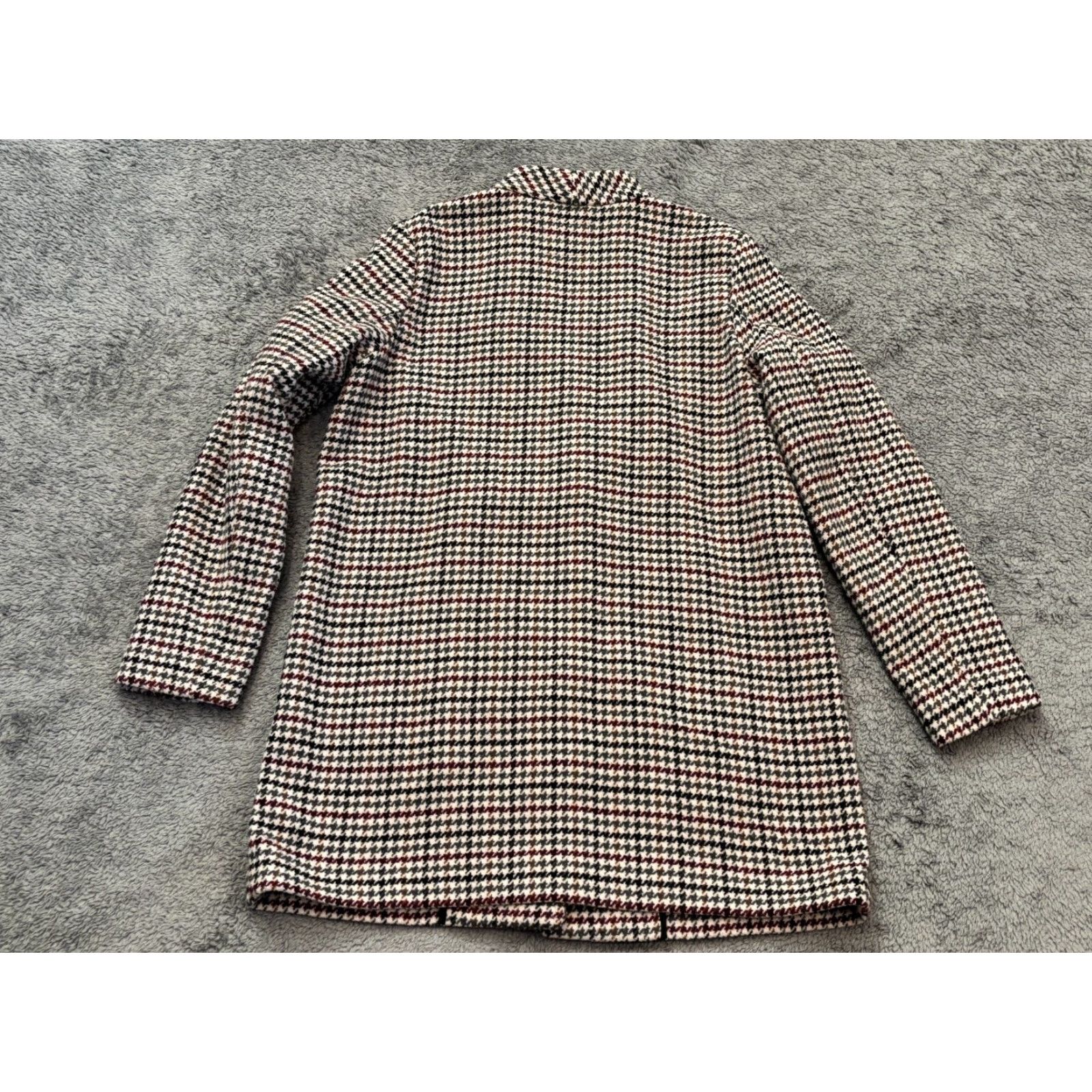 Old Navy Old Navy Coat Womens Small Maroon Black Plaid Houndstooth Jacket Size S / US 4 / IT 40 - 5 Thumbnail